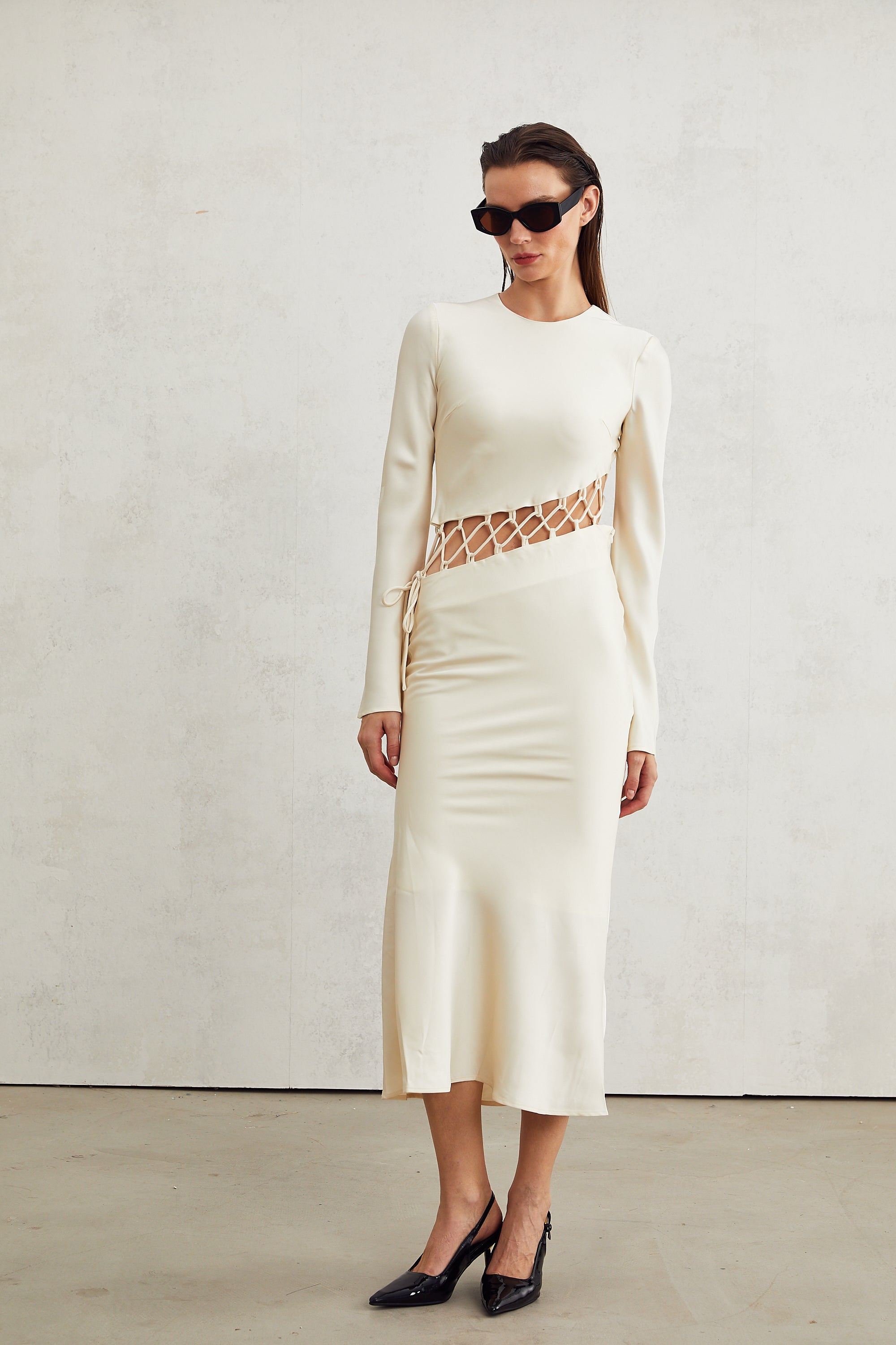 Constance weave cut-out midi dress (US Only)