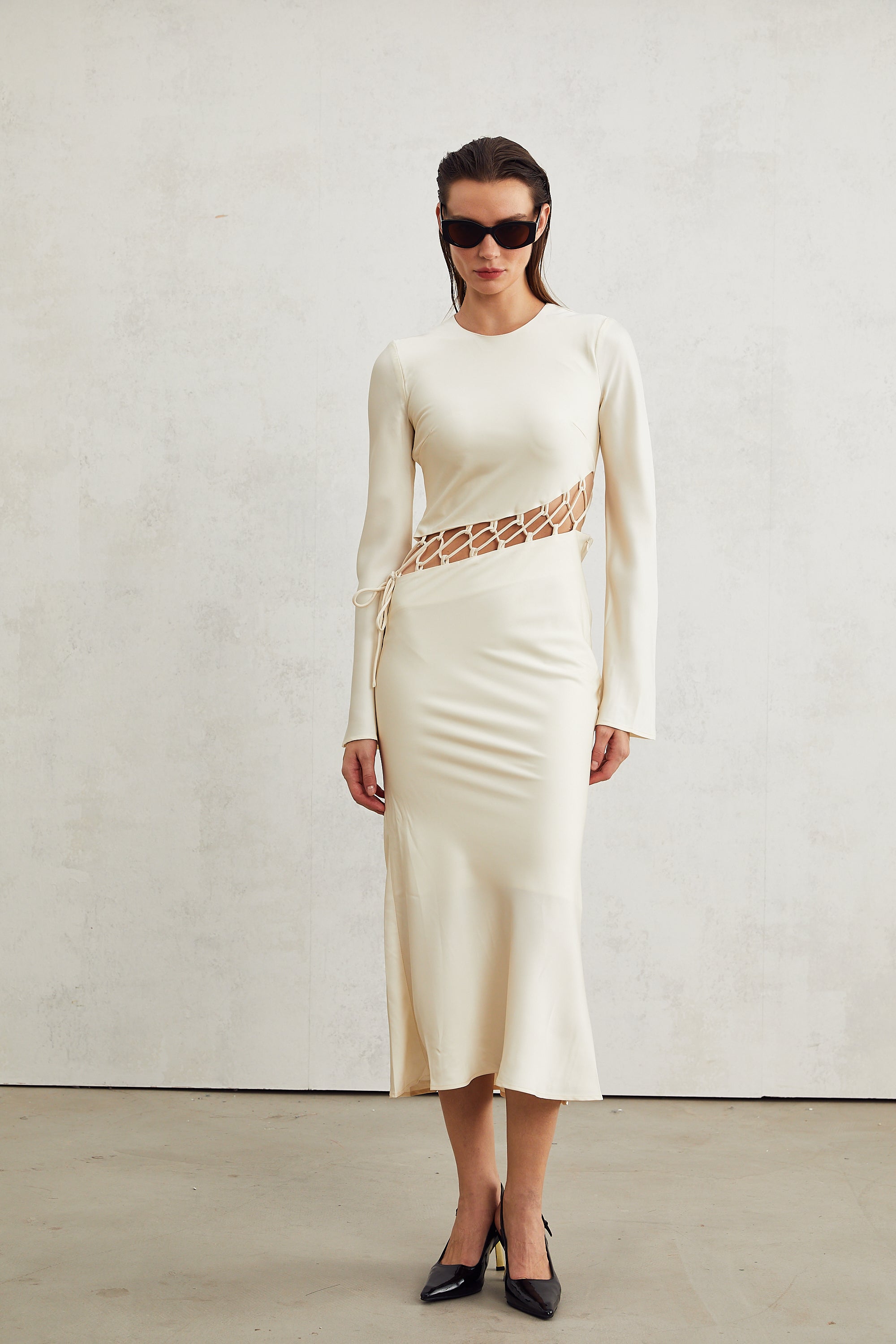 Constance weave cut-out midi dress (US Only)