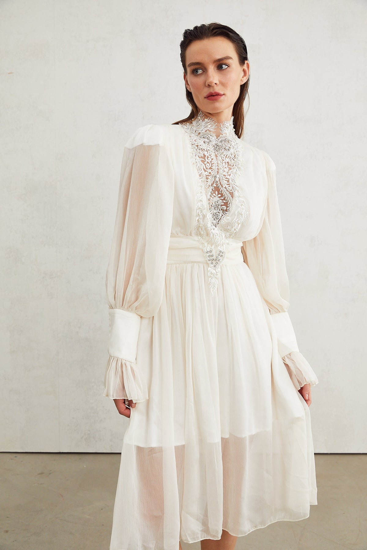 Mirage lace-detail embellished dress