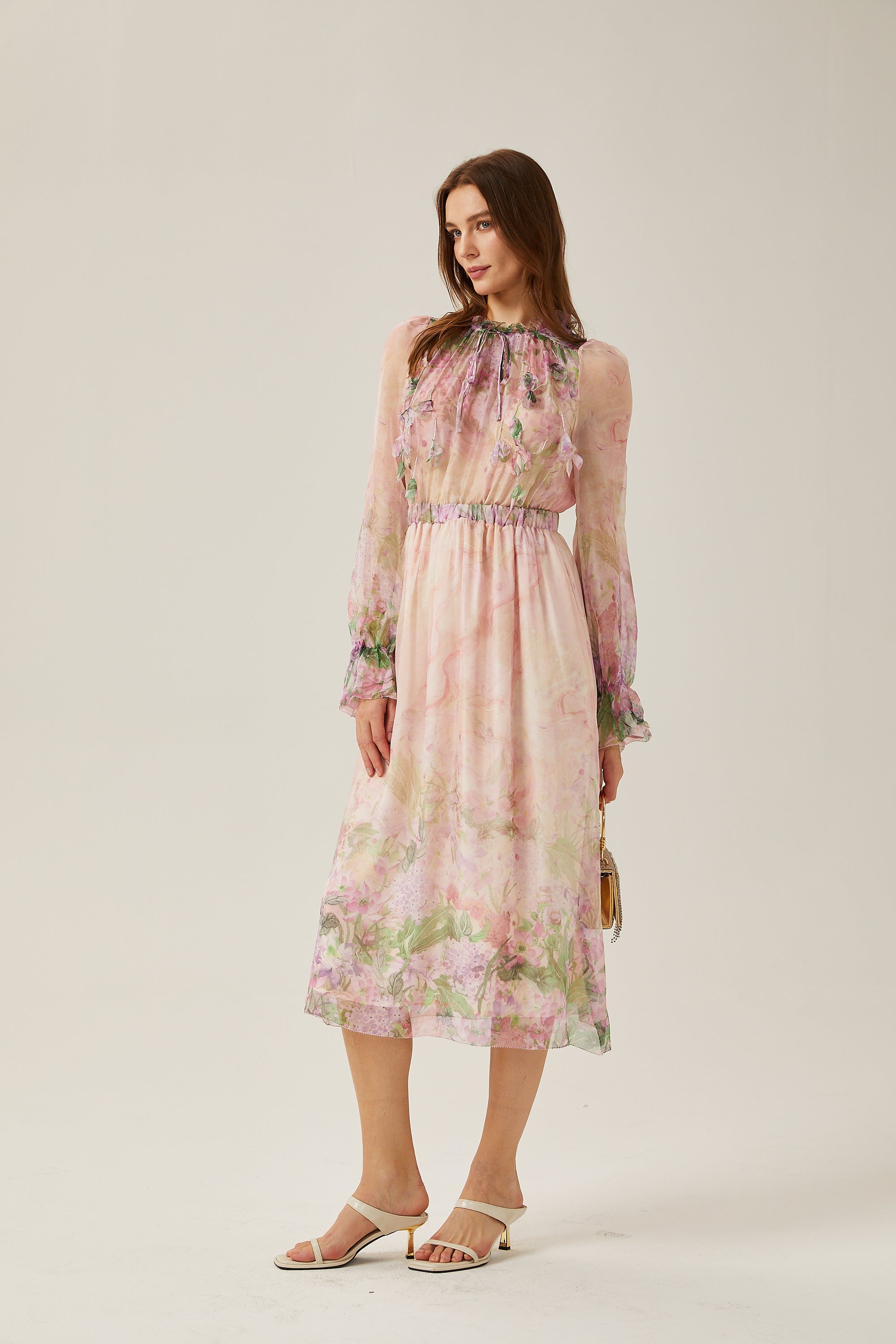 Justine floral-print cinched-waist midi dress (Final Sale-US Only)