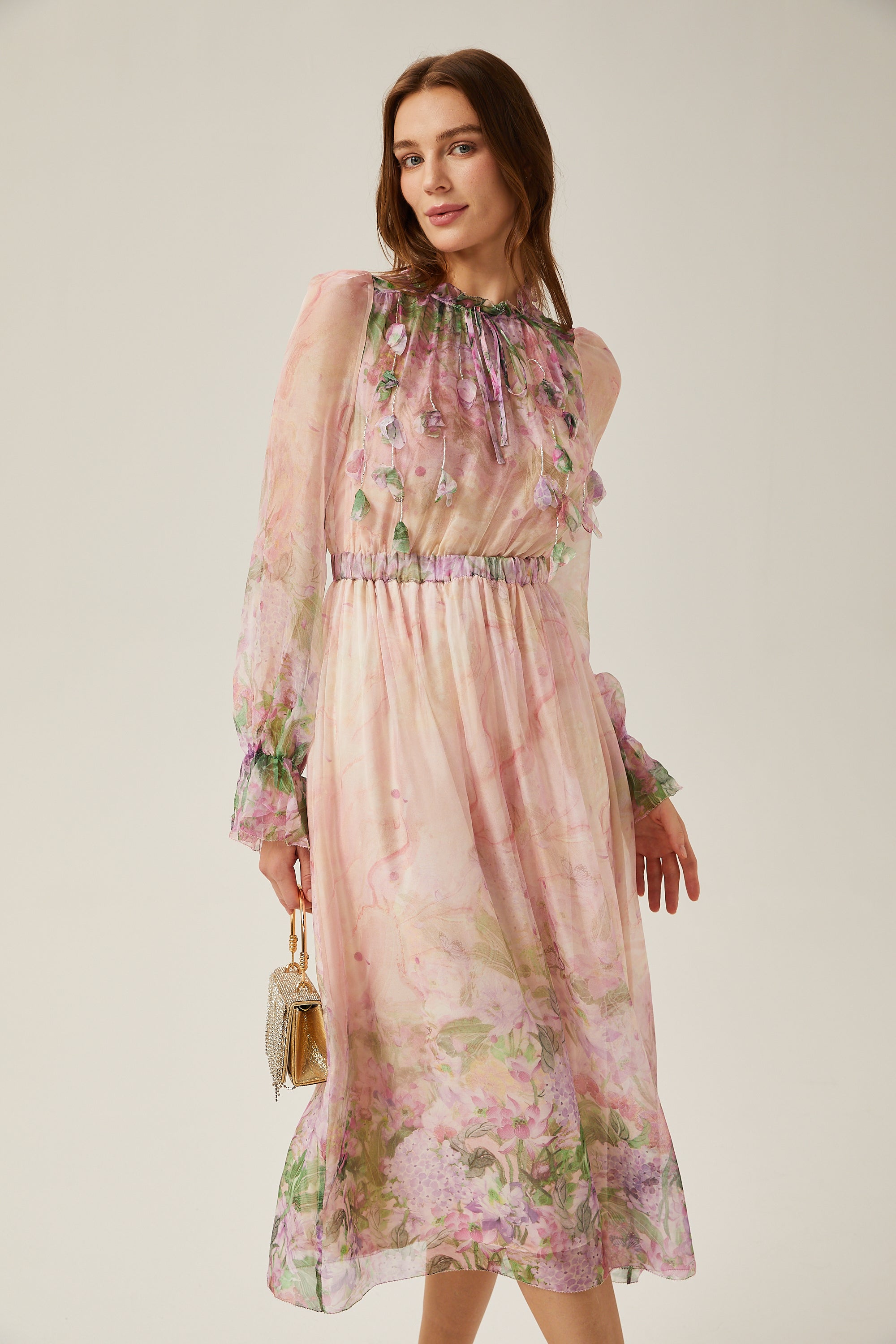 Justine floral-print cinched-waist midi dress (Final Sale-US Only)