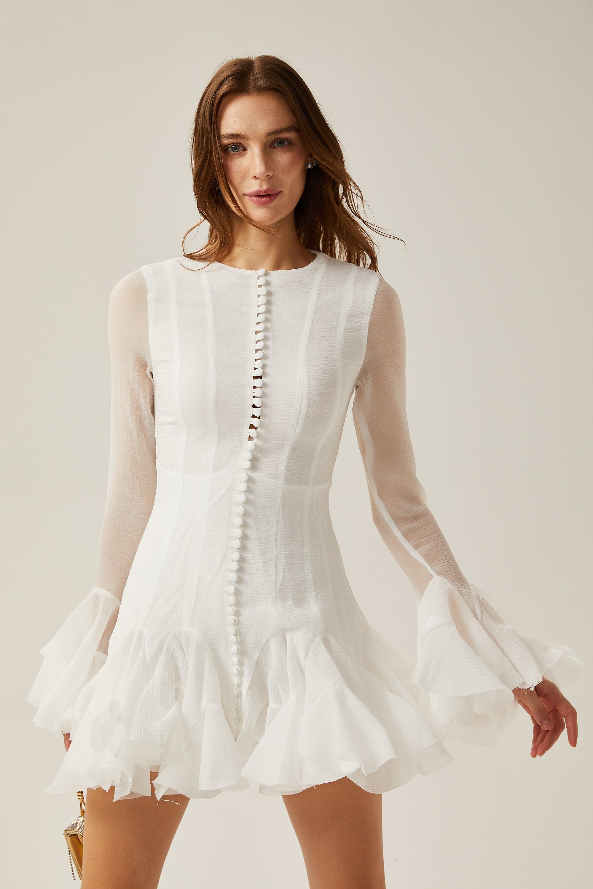 Anaïs semi-sheer flared mini dress (Final Sale-US Only)