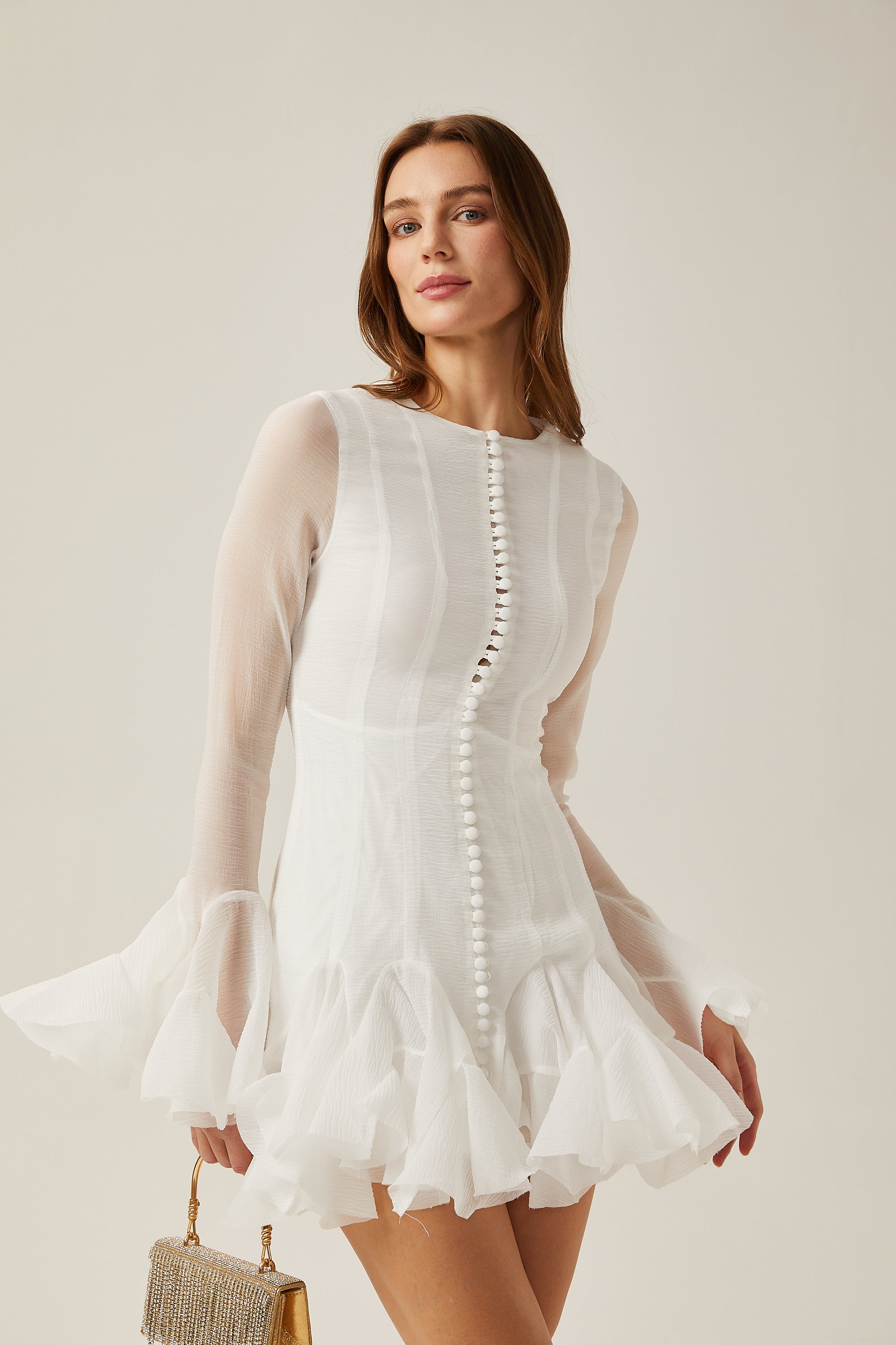 Anaïs semi-sheer flared mini dress (Final Sale-US Only)