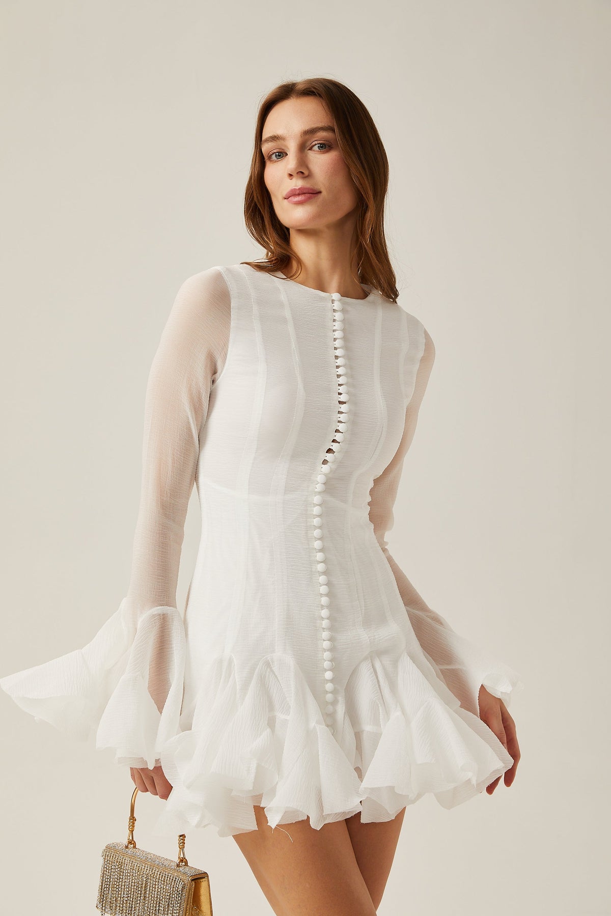 Anaïs semi-sheer flared mini dress (Final Sale-US Only)