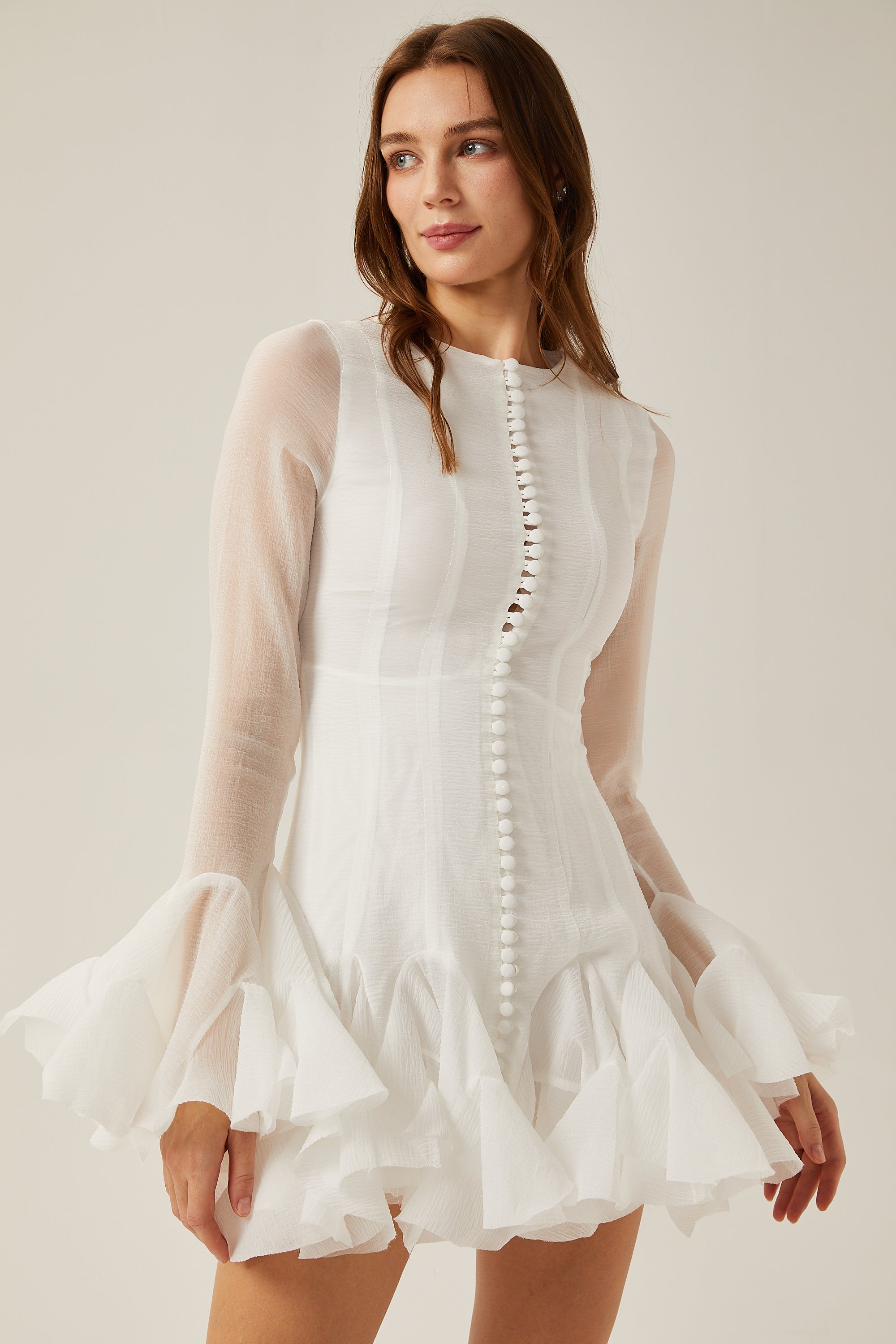 Anaïs semi-sheer flared mini dress (Final Sale-US Only)