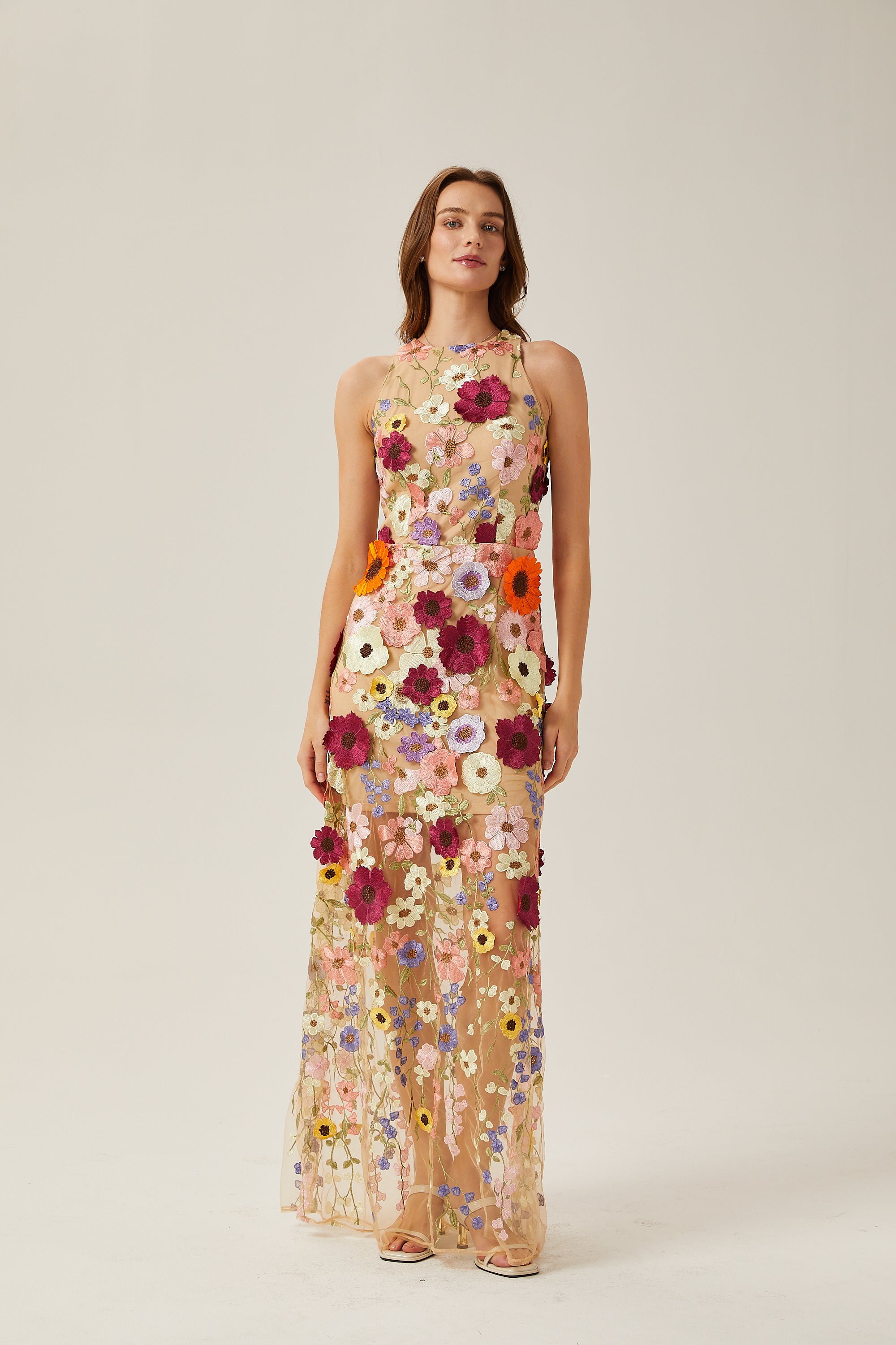 Audrey petal-detail sleeveless maxi dress (US Only)