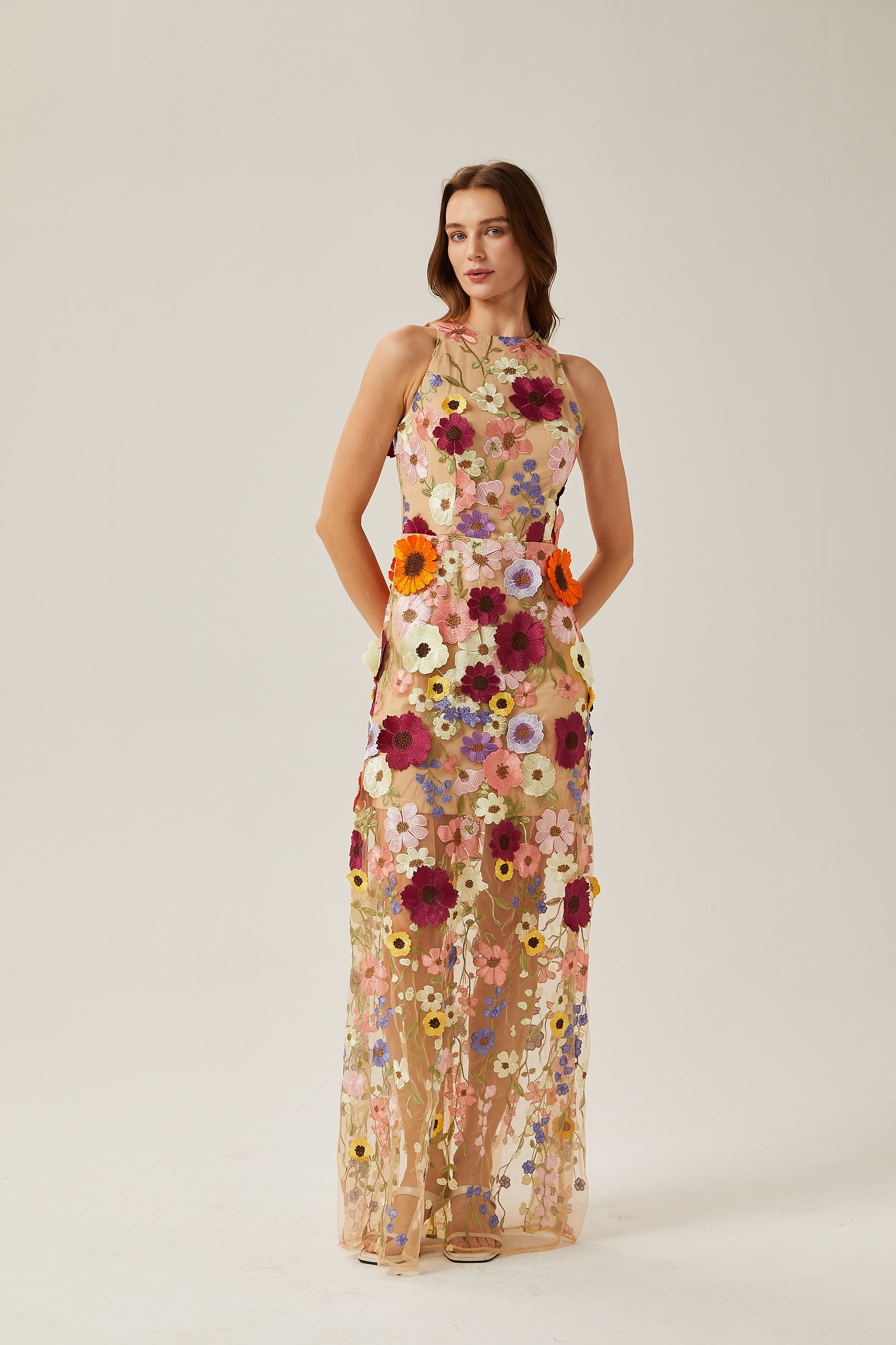 Audrey petal-detail sleeveless maxi dress (US Only)