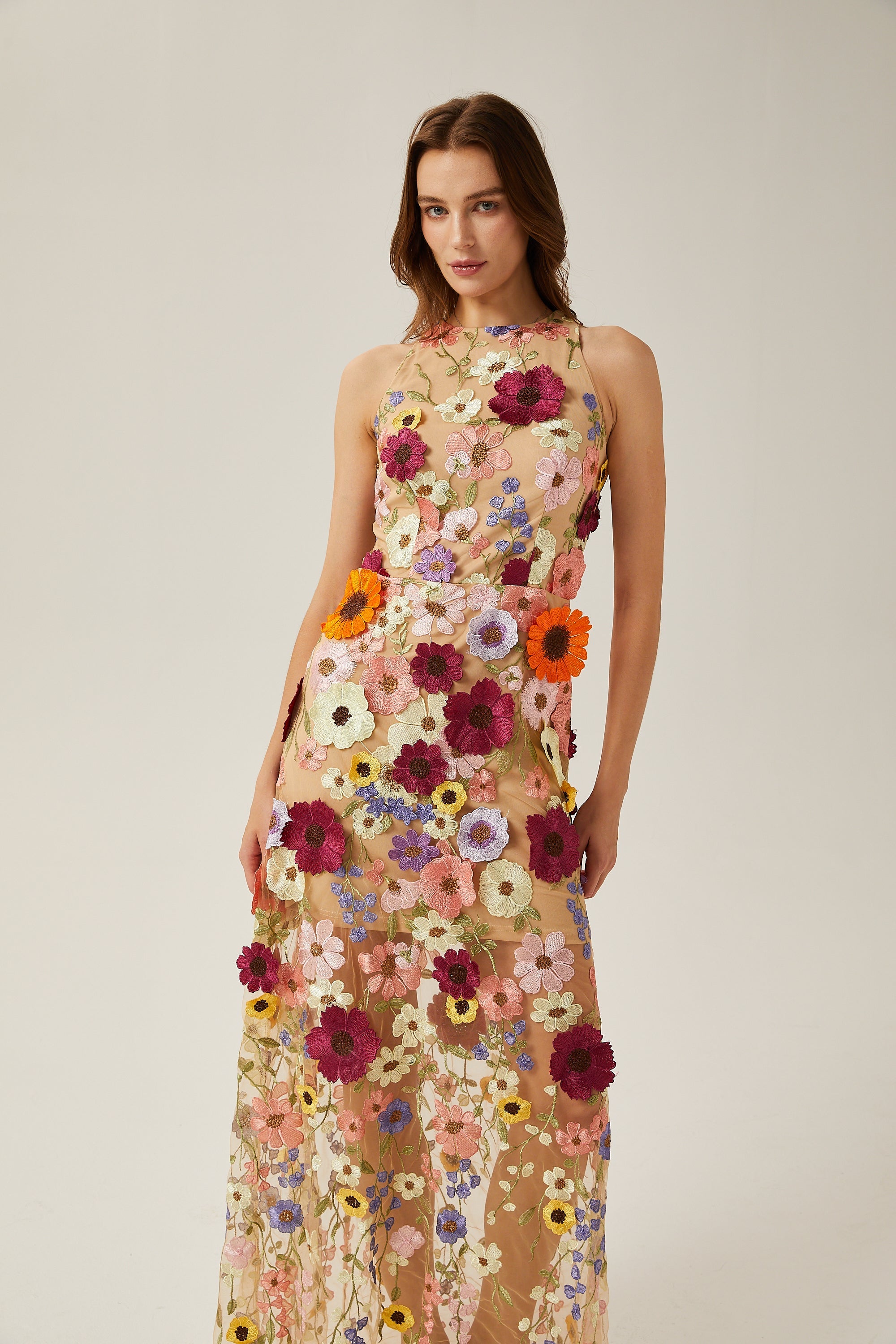 Audrey petal-detail sleeveless maxi dress (US Only)
