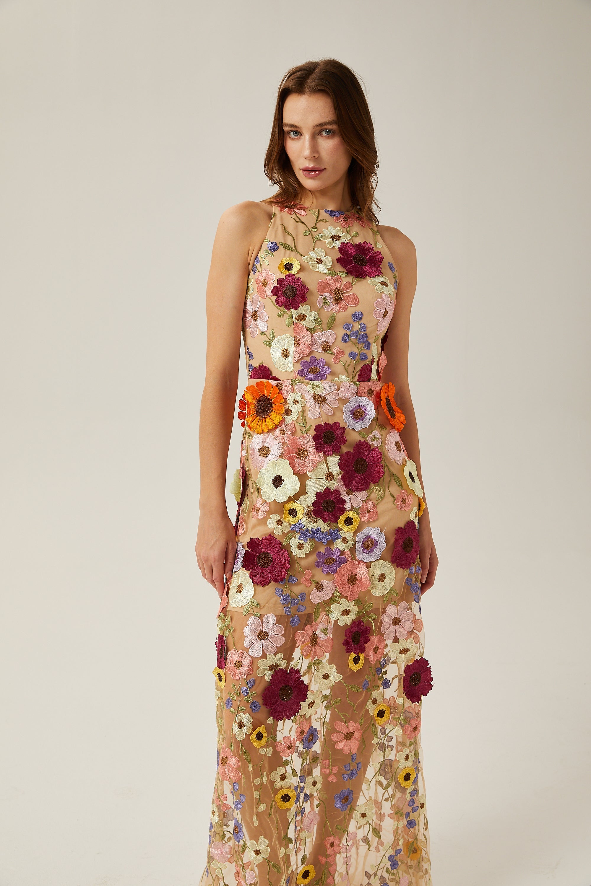 Audrey petal-detail sleeveless maxi dress (US Only)