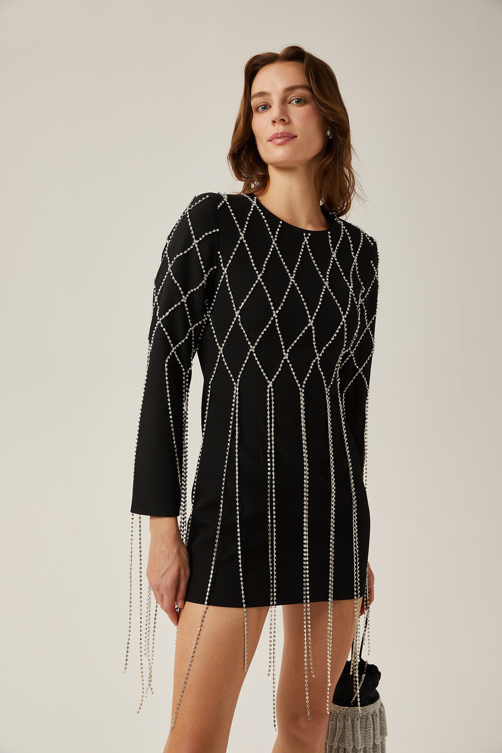 Mireille black crystal-embellished mini dress (US Only)
