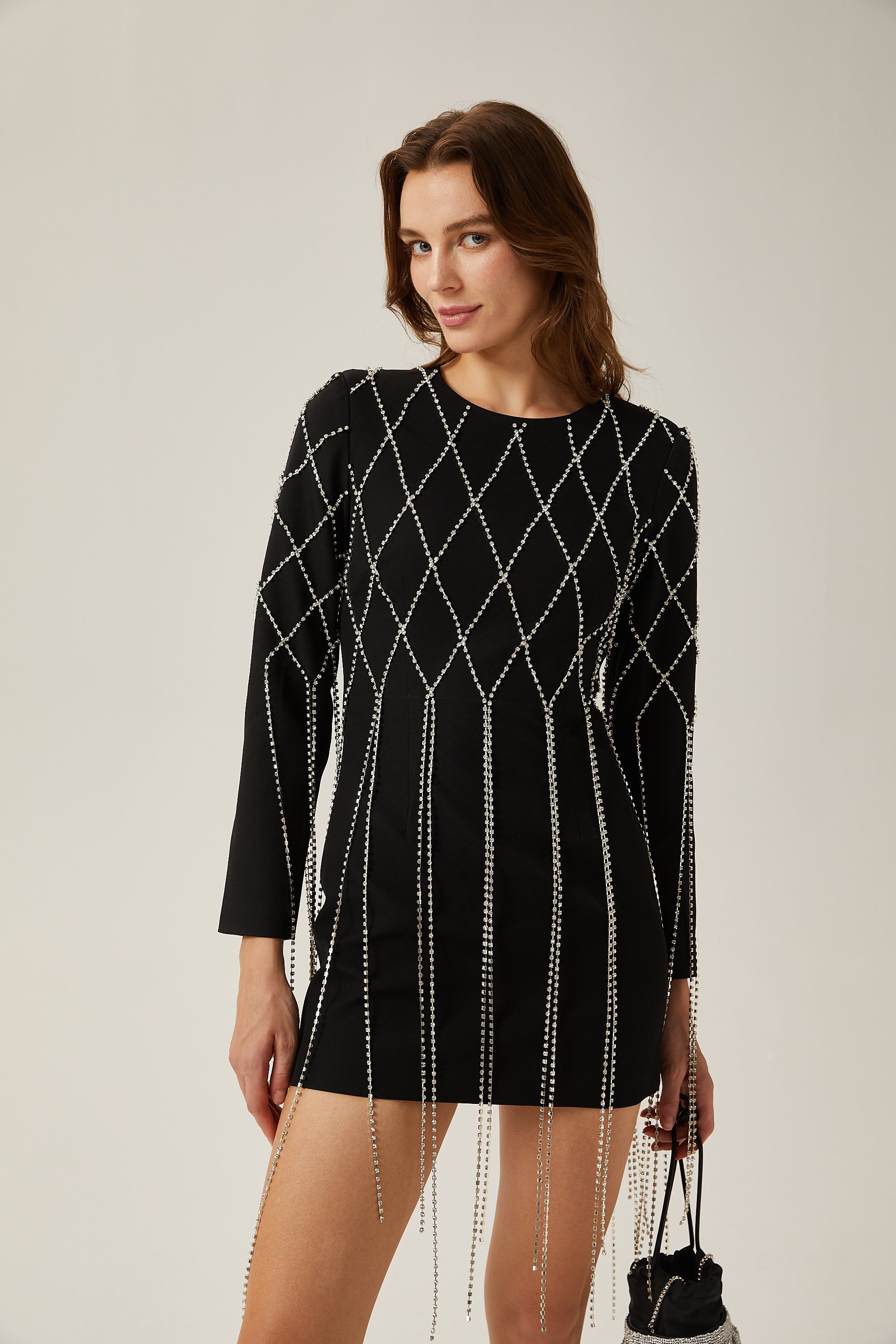 Mireille black crystal-embellished mini dress (US Only)