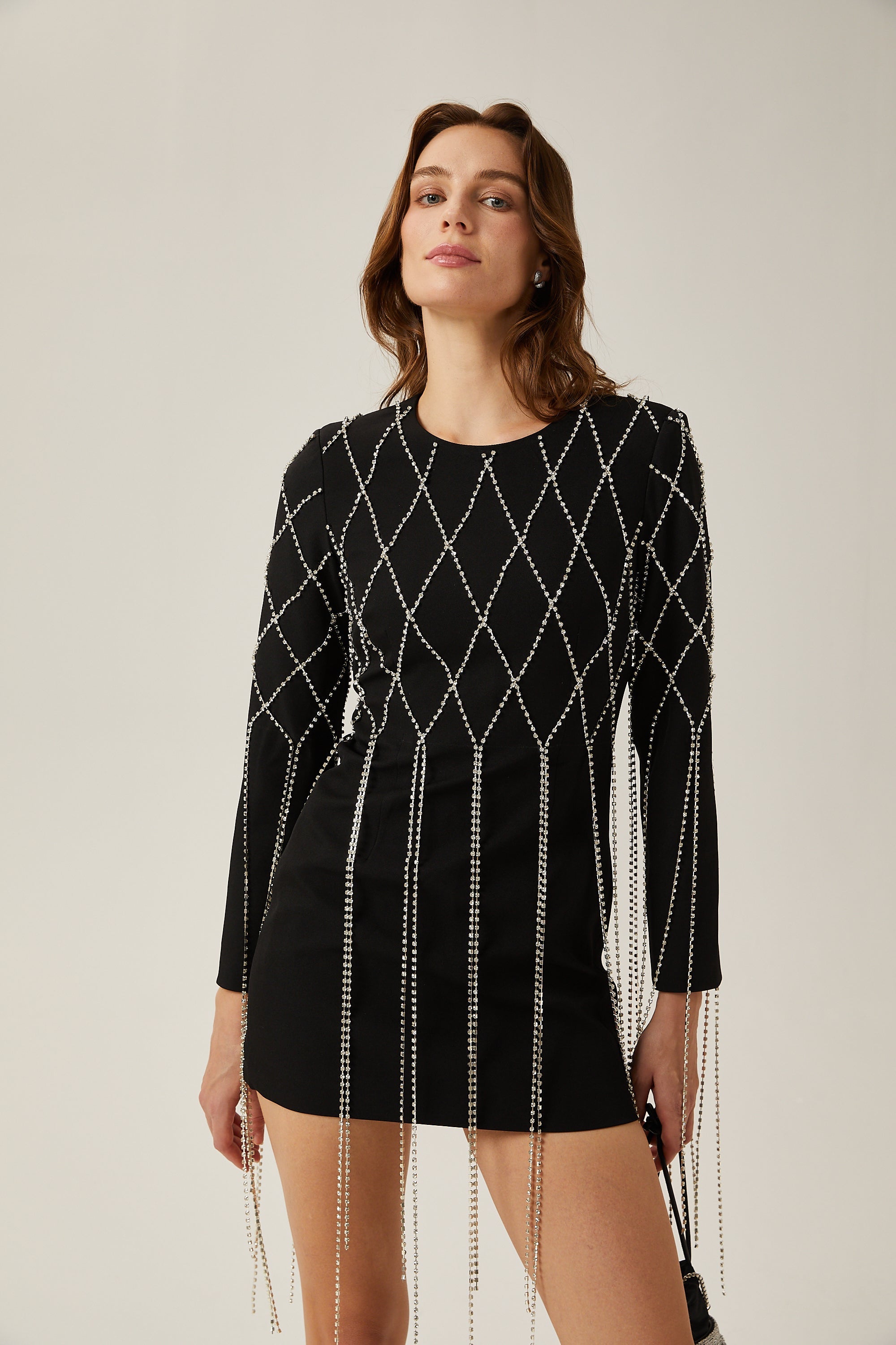 Mireille black crystal-embellished mini dress (US Only)