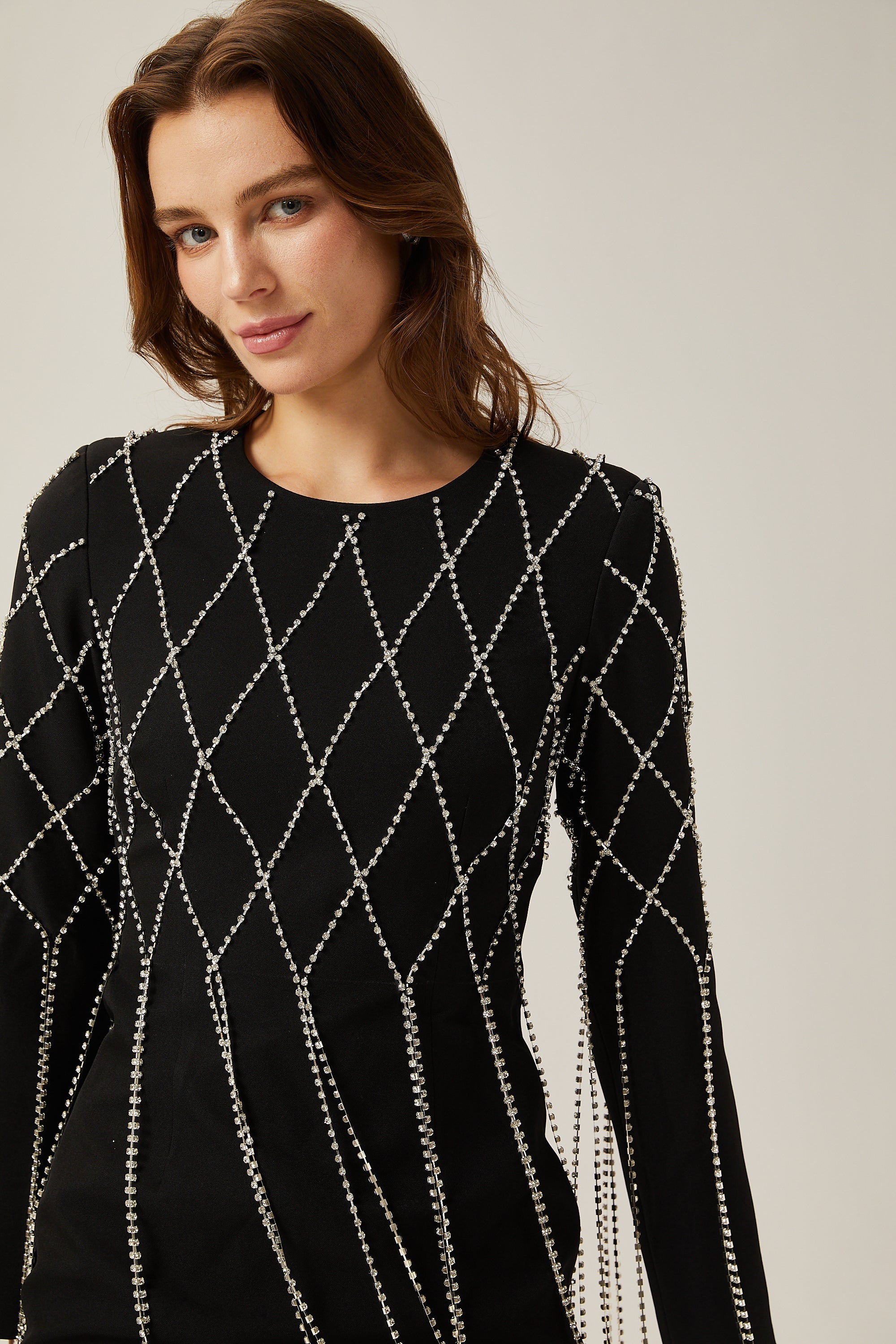 Mireille black crystal-embellished mini dress (US Only)