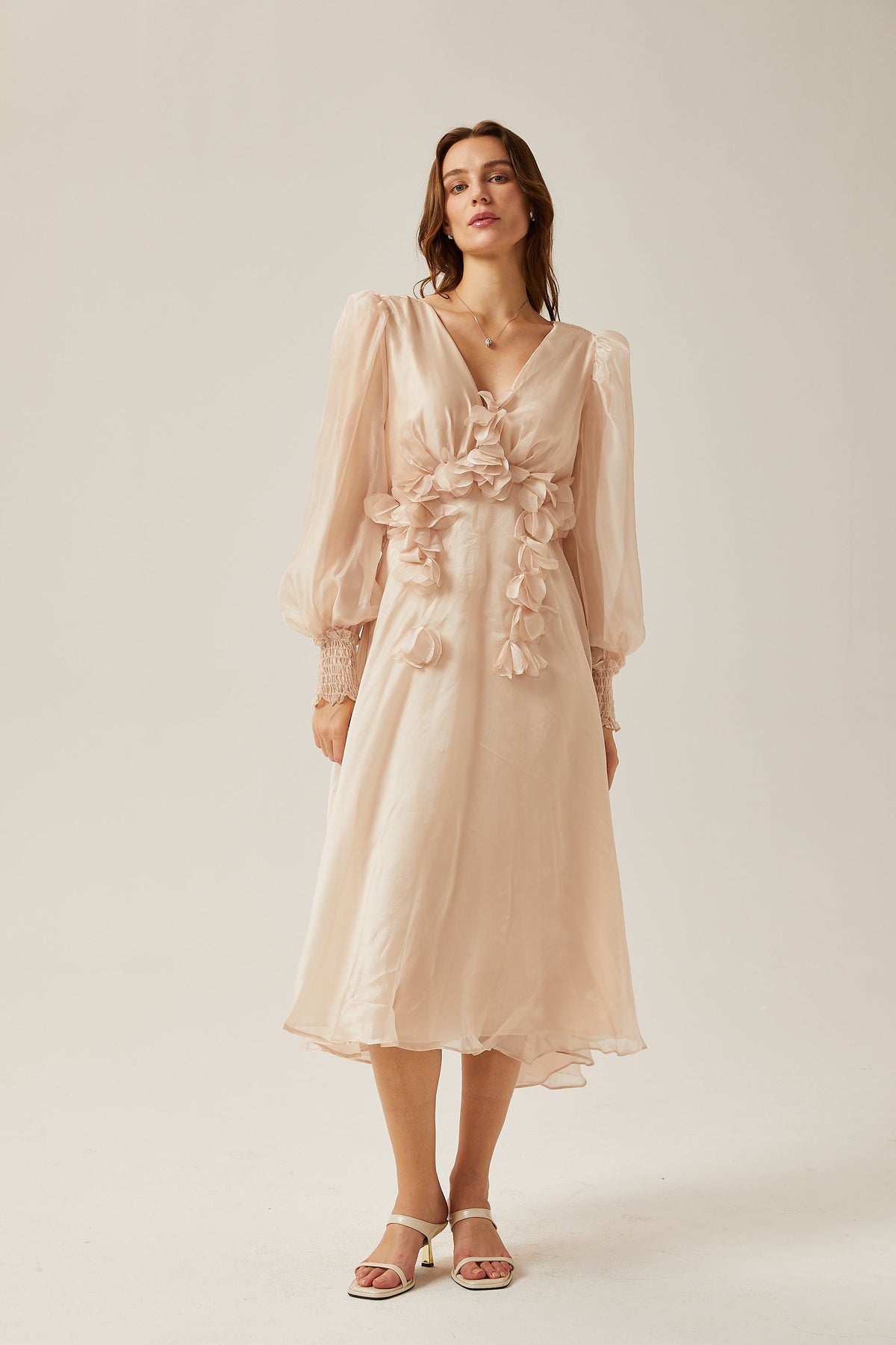 Lucie faux-floral embellished midi dress (Final Sale-US Only)