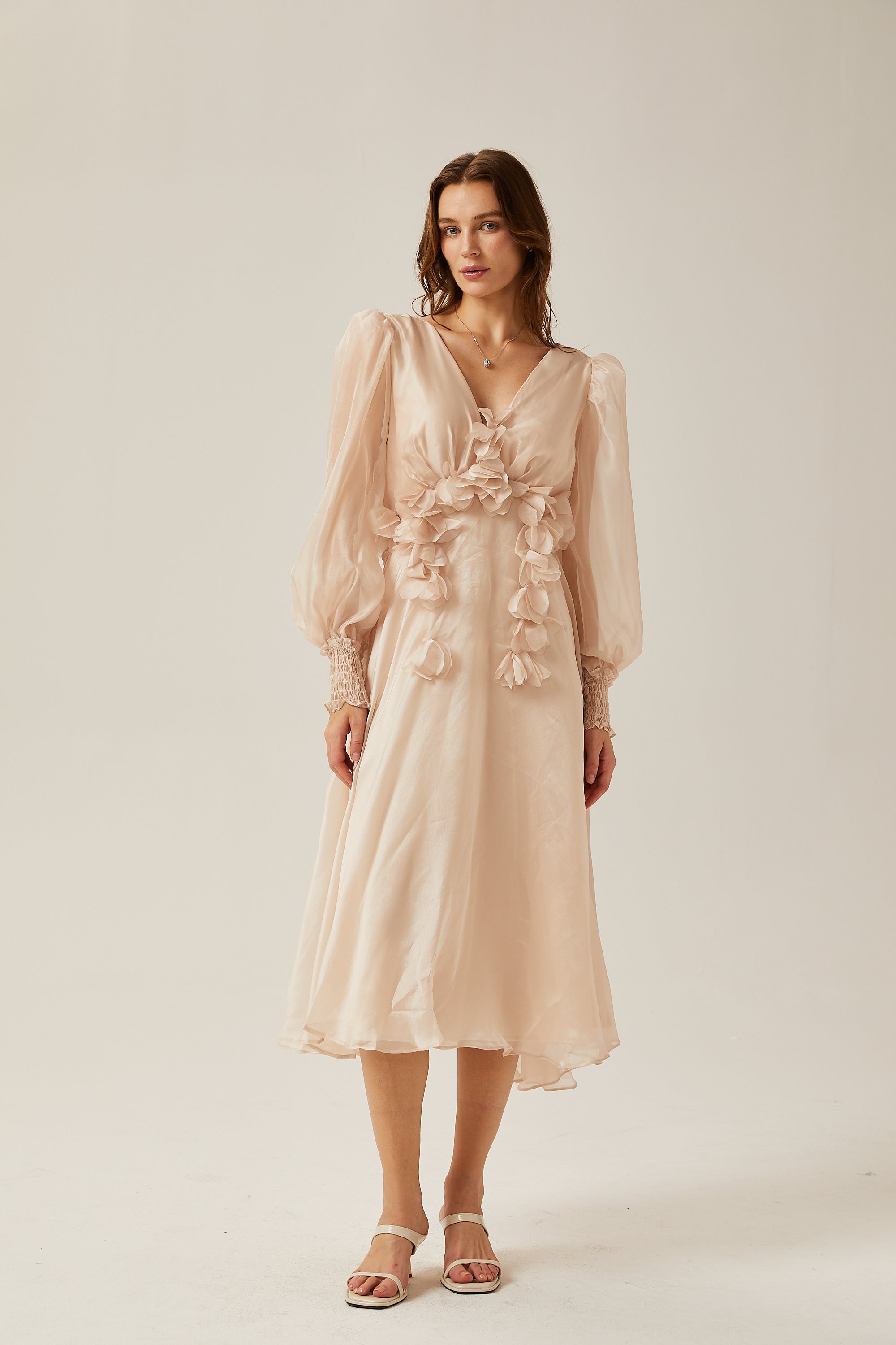 Lucie faux-floral embellished midi dress (Final Sale-US Only)