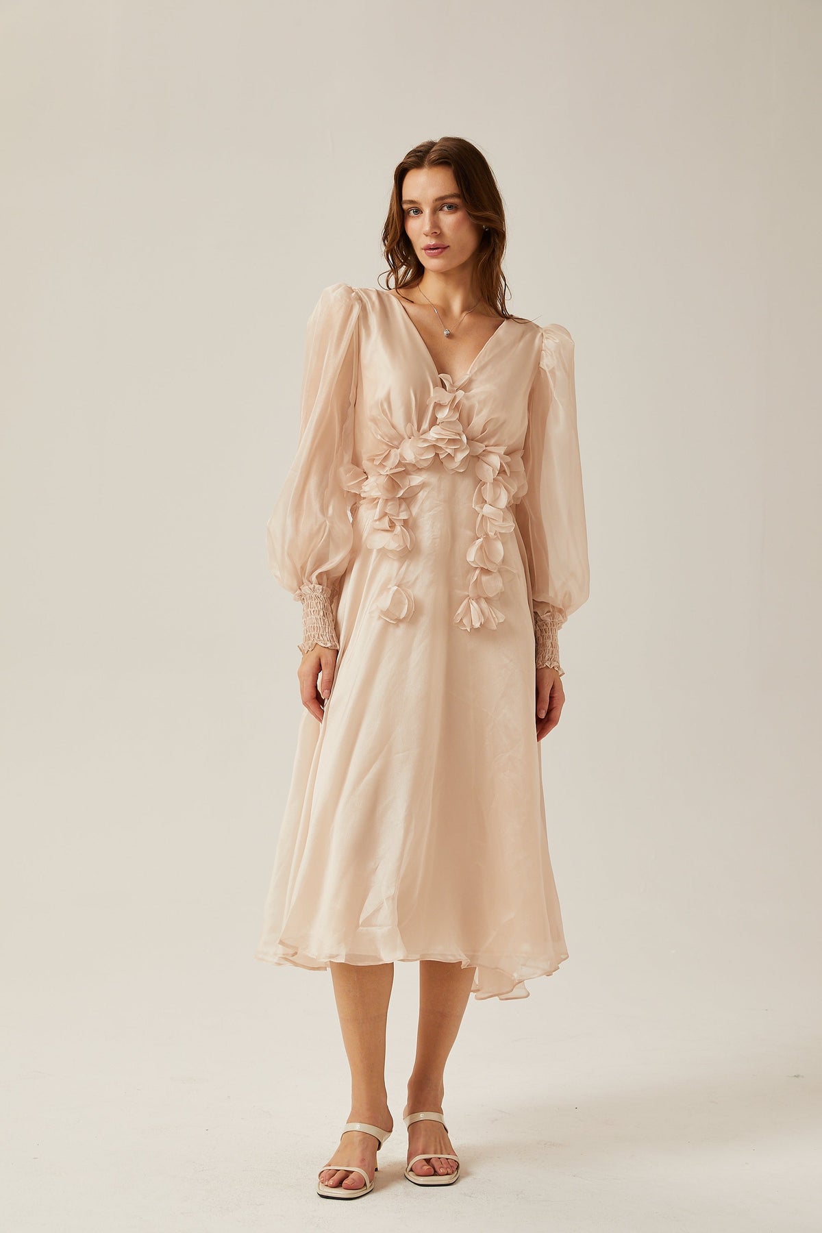 Lucie faux-floral embellished midi dress (Final Sale-US Only)