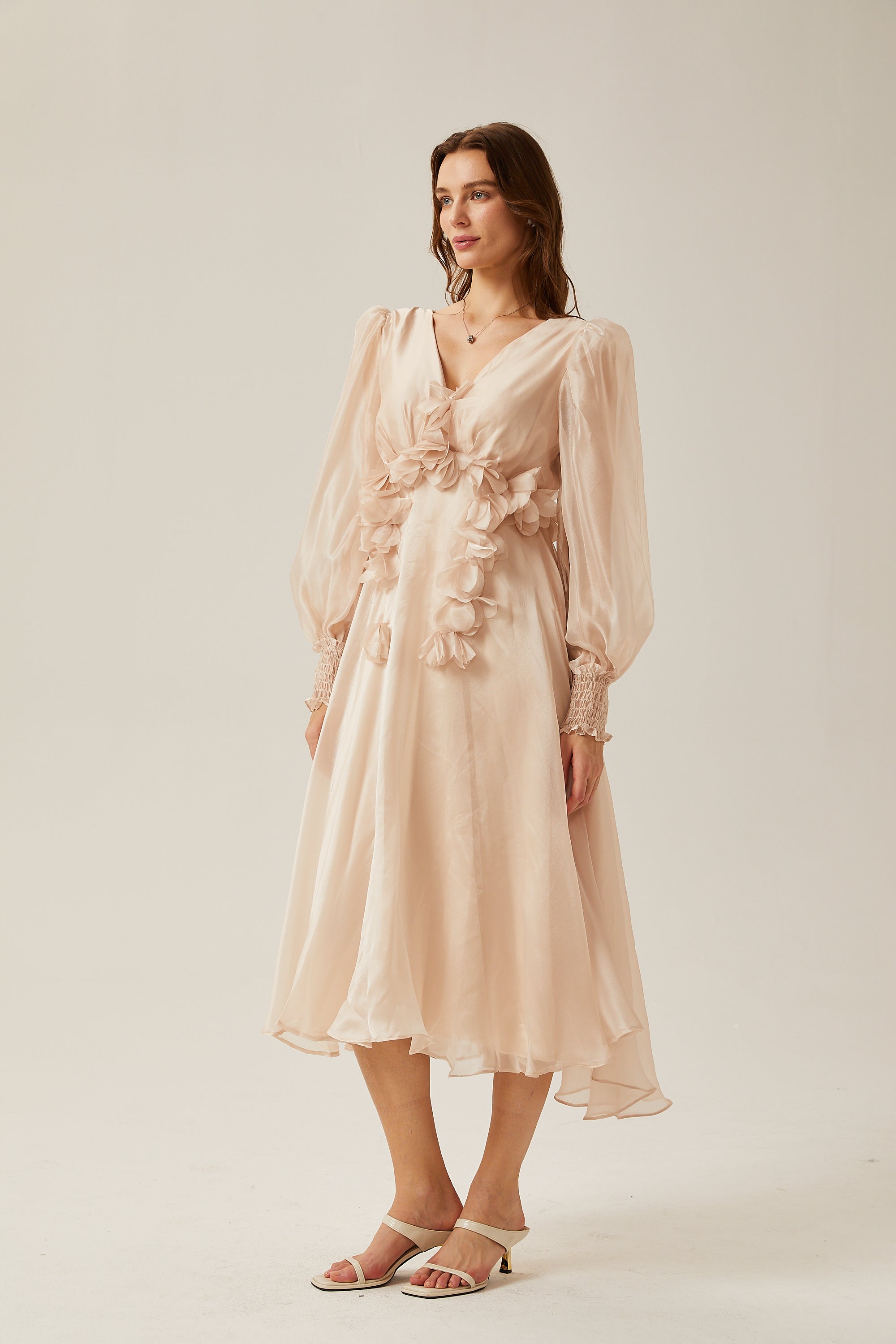 Lucie faux-floral embellished midi dress (Final Sale-US Only)