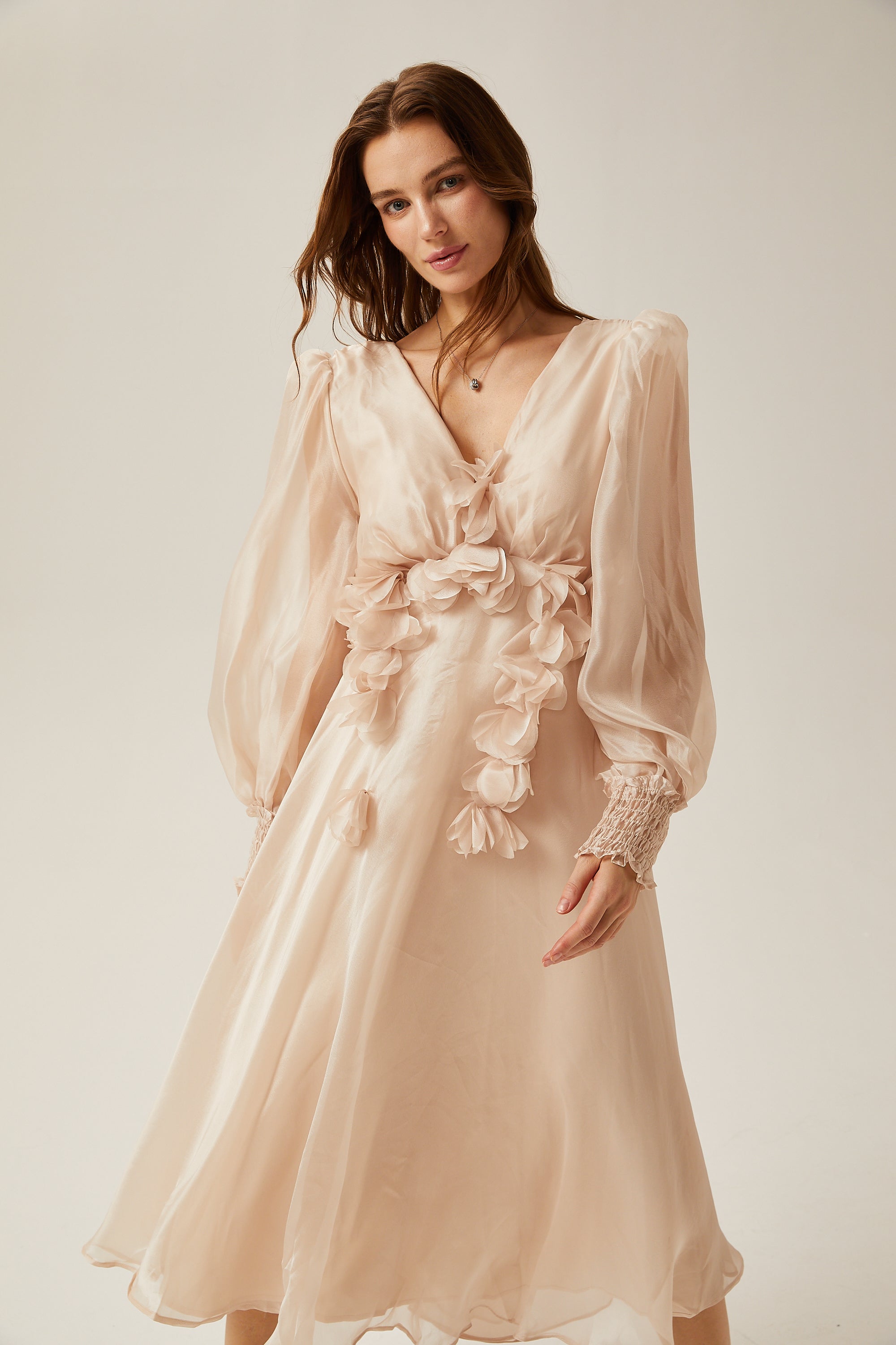 Lucie faux-floral embellished midi dress (Final Sale-US Only)