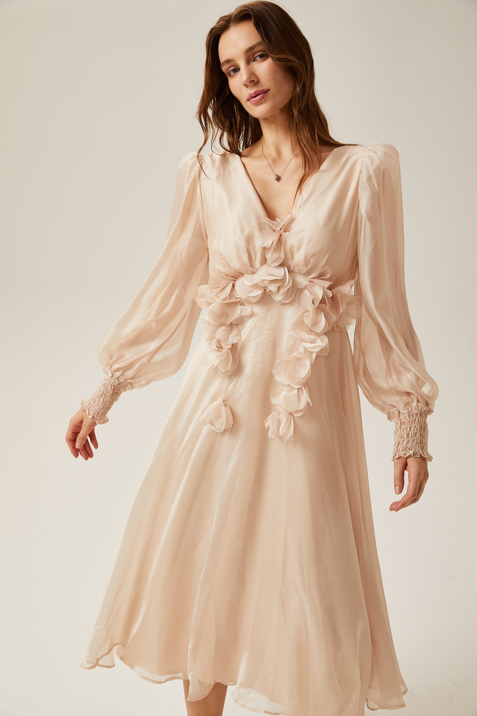 Lucie faux-floral embellished midi dress (Final Sale-US Only)