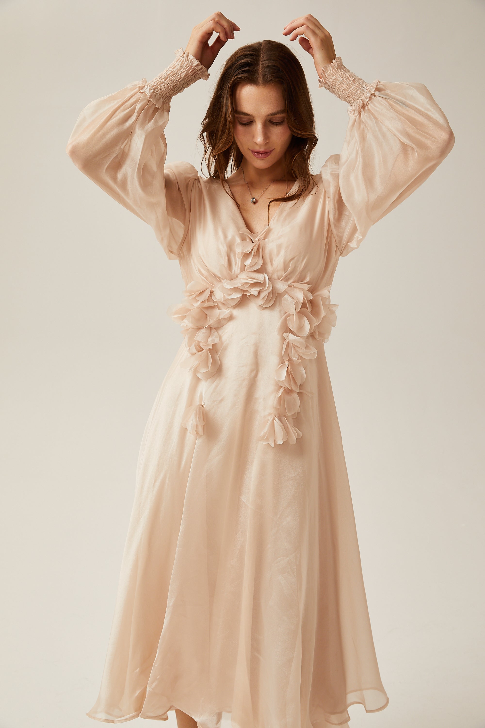 Lucie faux-floral embellished midi dress (Final Sale-US Only)