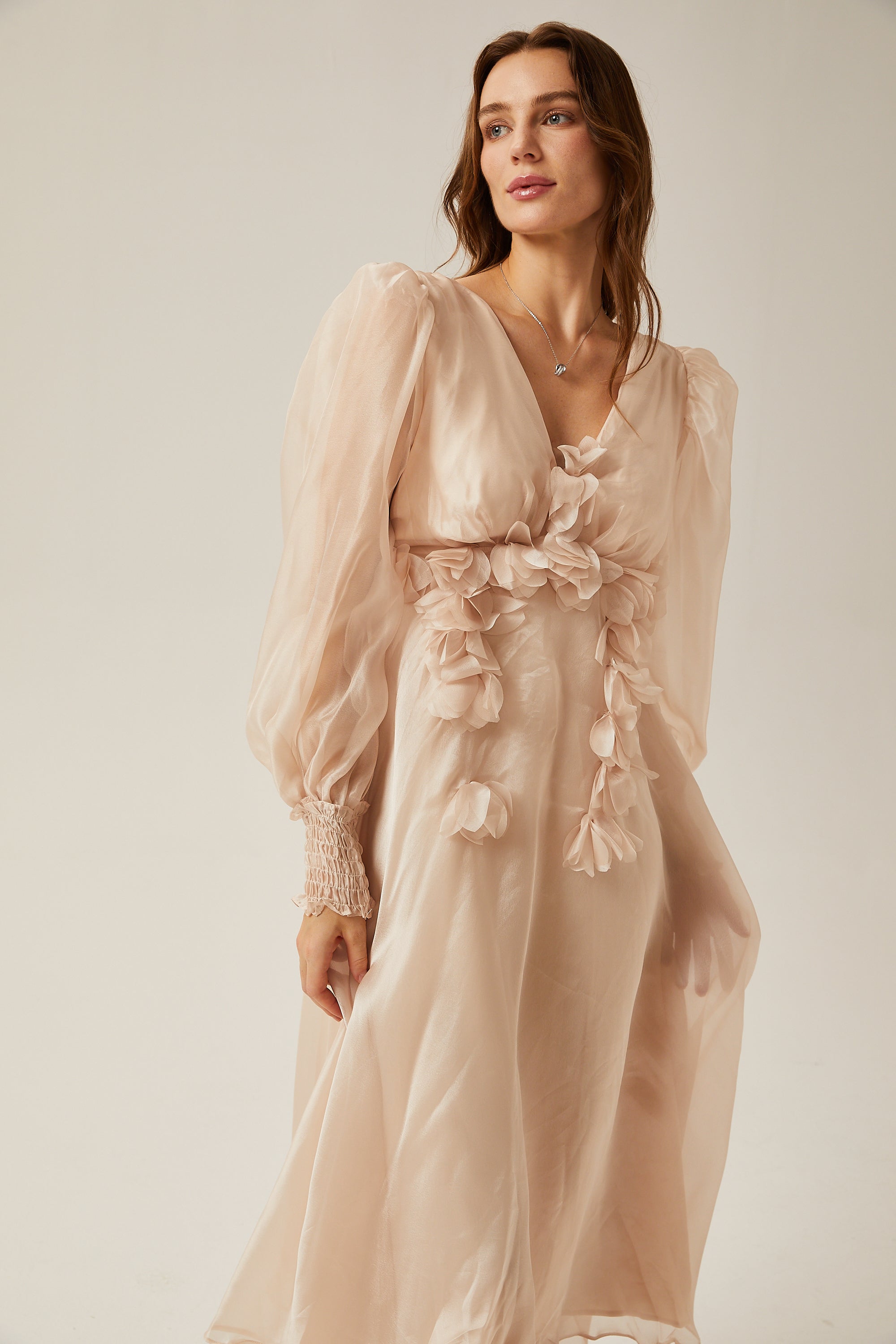 Lucie faux-floral embellished midi dress (Final Sale-US Only)