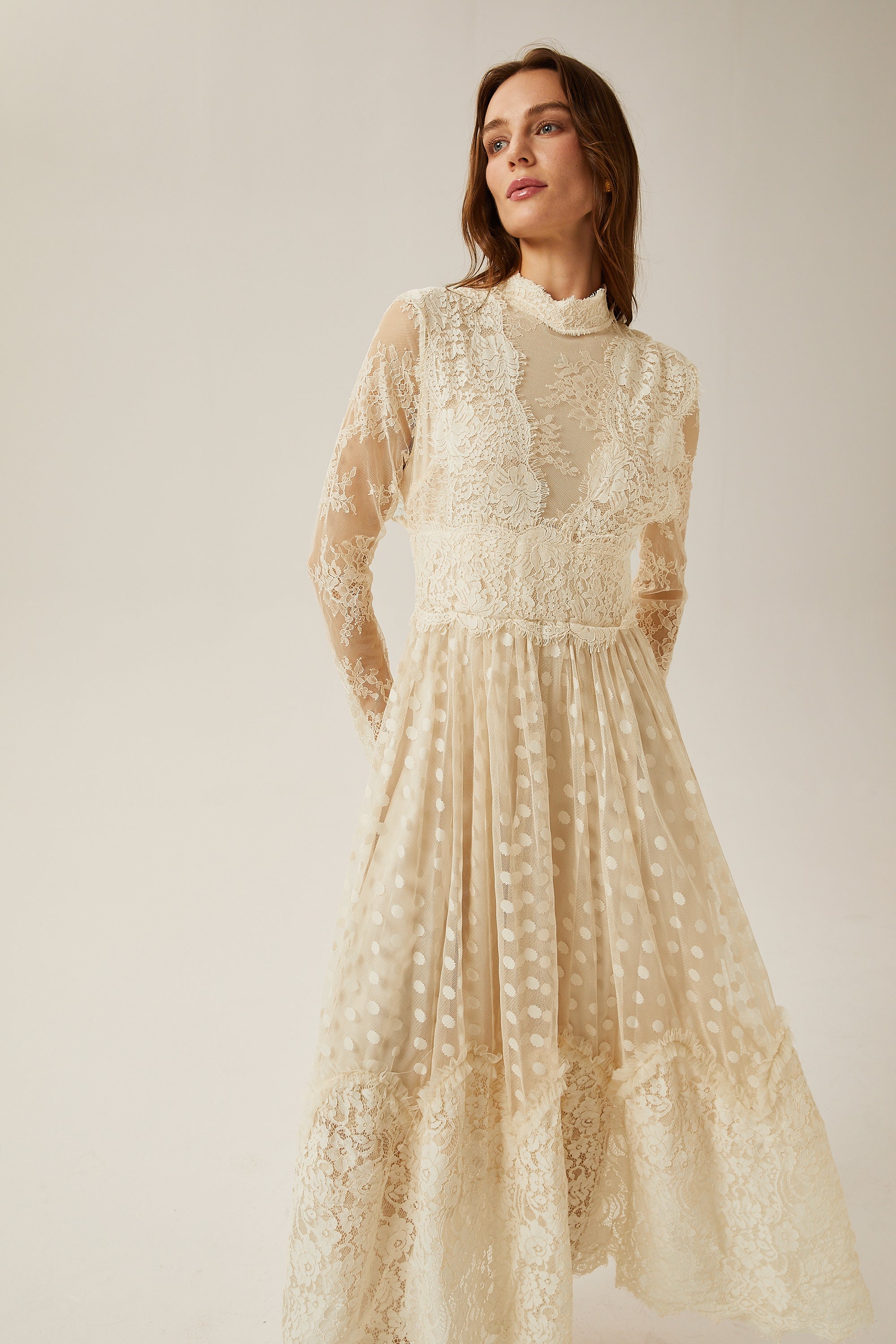 Éliane polka-dot lace-embroidered midi dress (Final Sale-US Only)