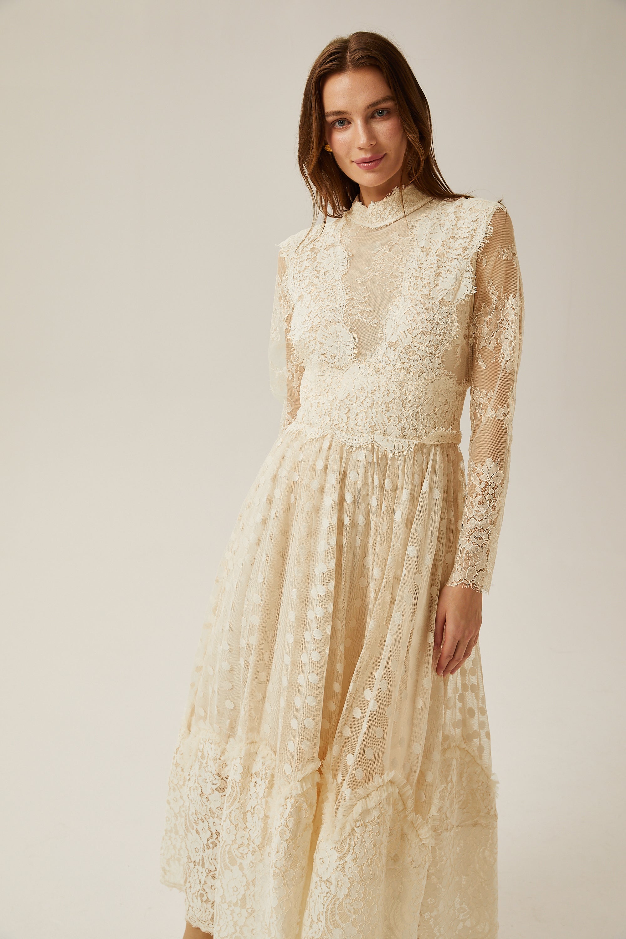 Éliane polka-dot lace-embroidered midi dress (Final Sale-US Only)
