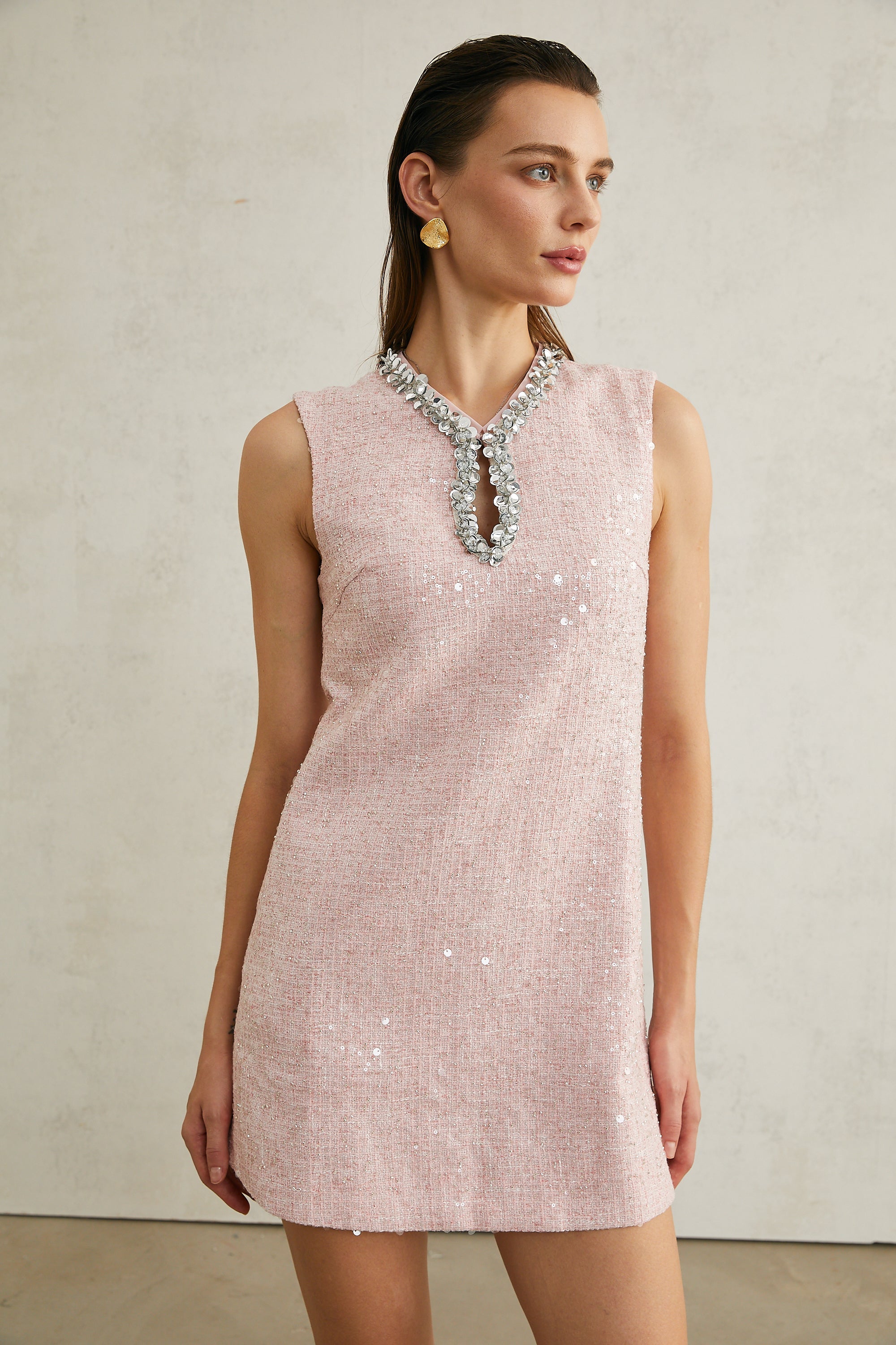 Arantxa pink sequinned tweed mini dress (Final Sale-US Only)