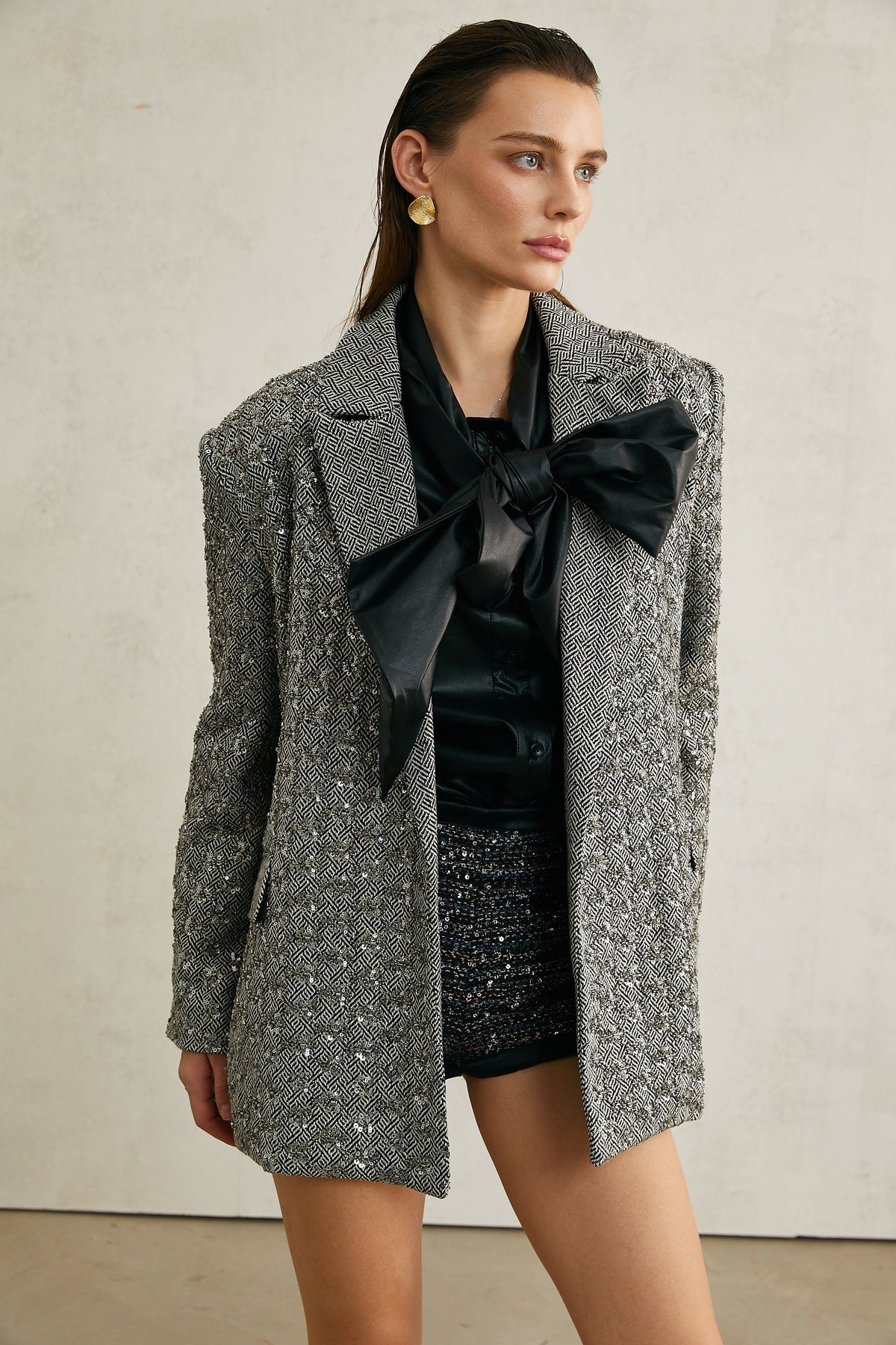 Solène herringbone-print blazer