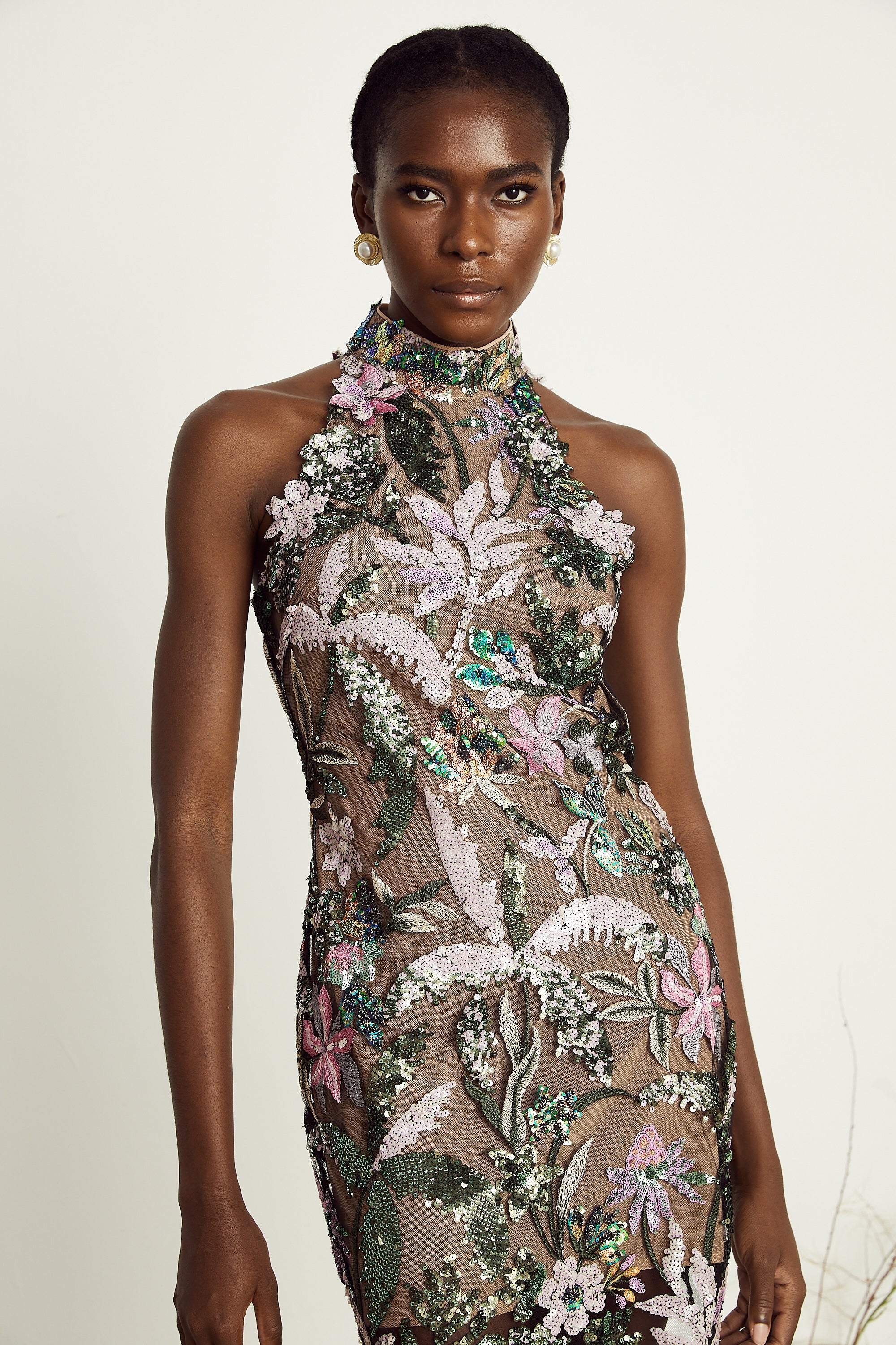 Géraldine sequin-embellished embroidered mini dress