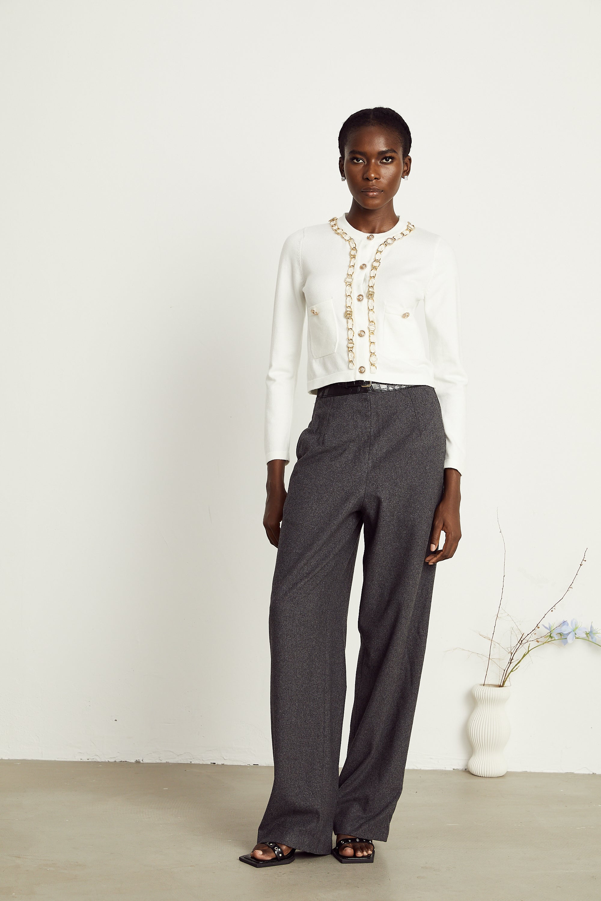 Karine chain-link knitted cardigan (Final Sale-US Only)