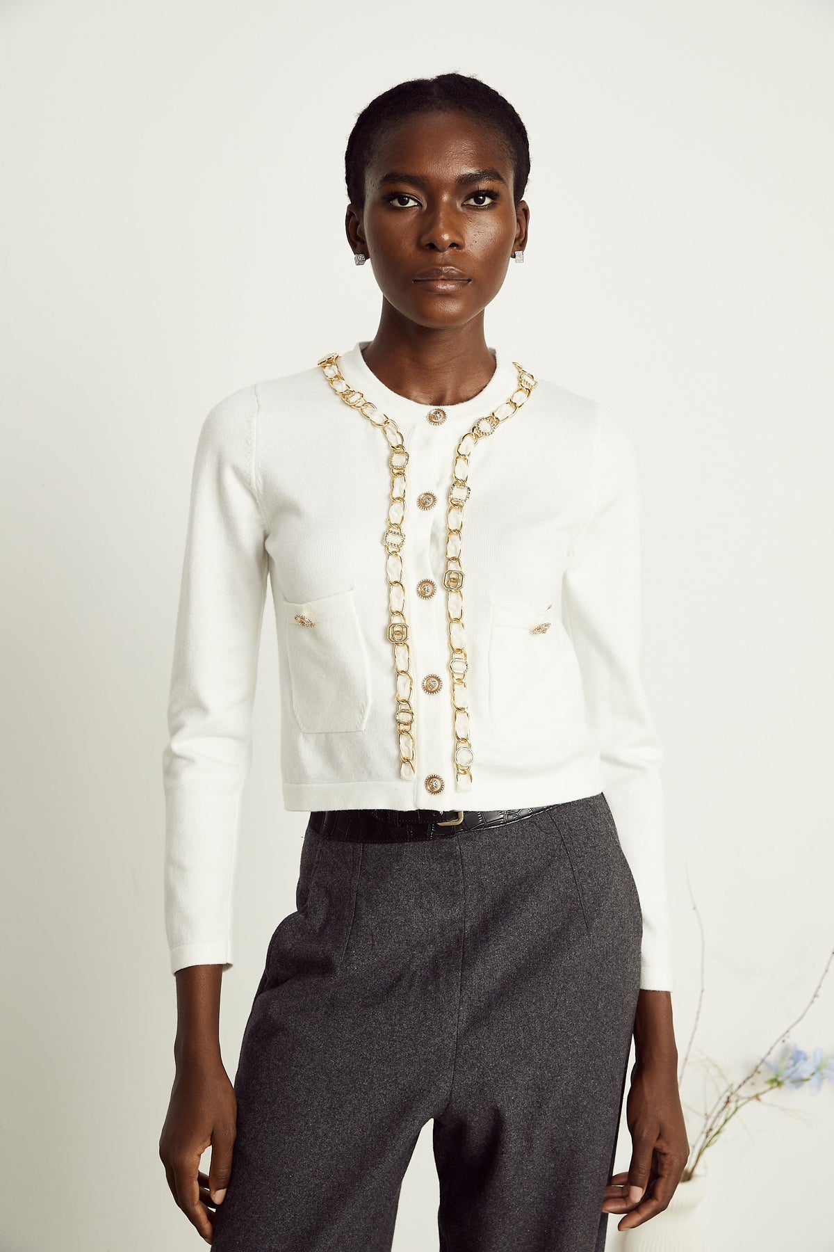 Karine chain-link knitted cardigan (Final Sale-US Only)