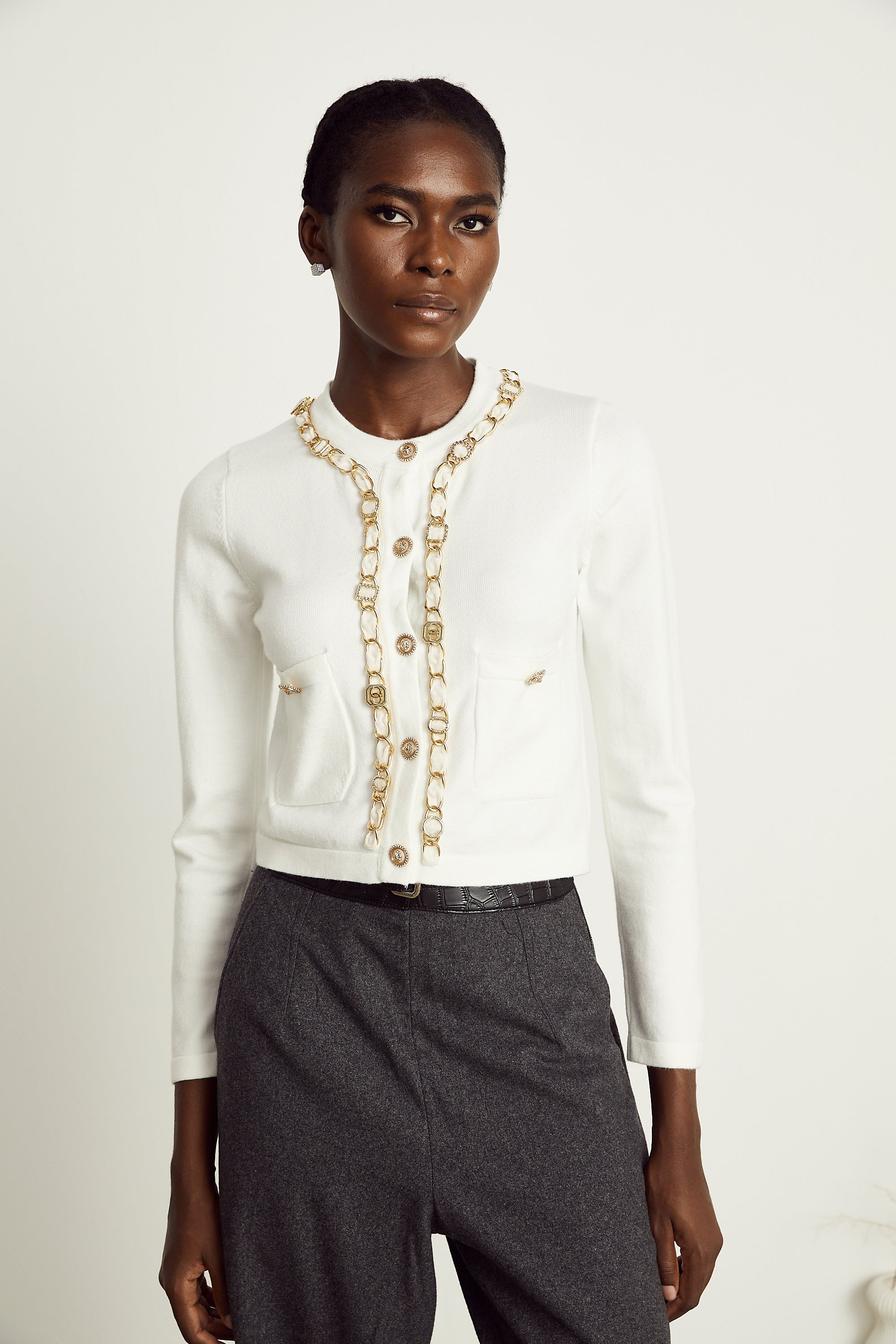 Karine chain-link knitted cardigan (Final Sale-US Only)