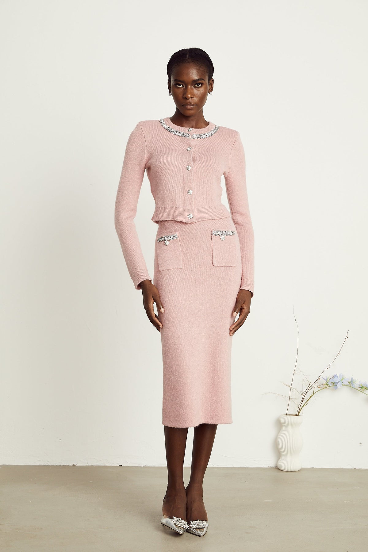 Renée pink embellished jacket & skirt matching set (Final Sale-US Only)