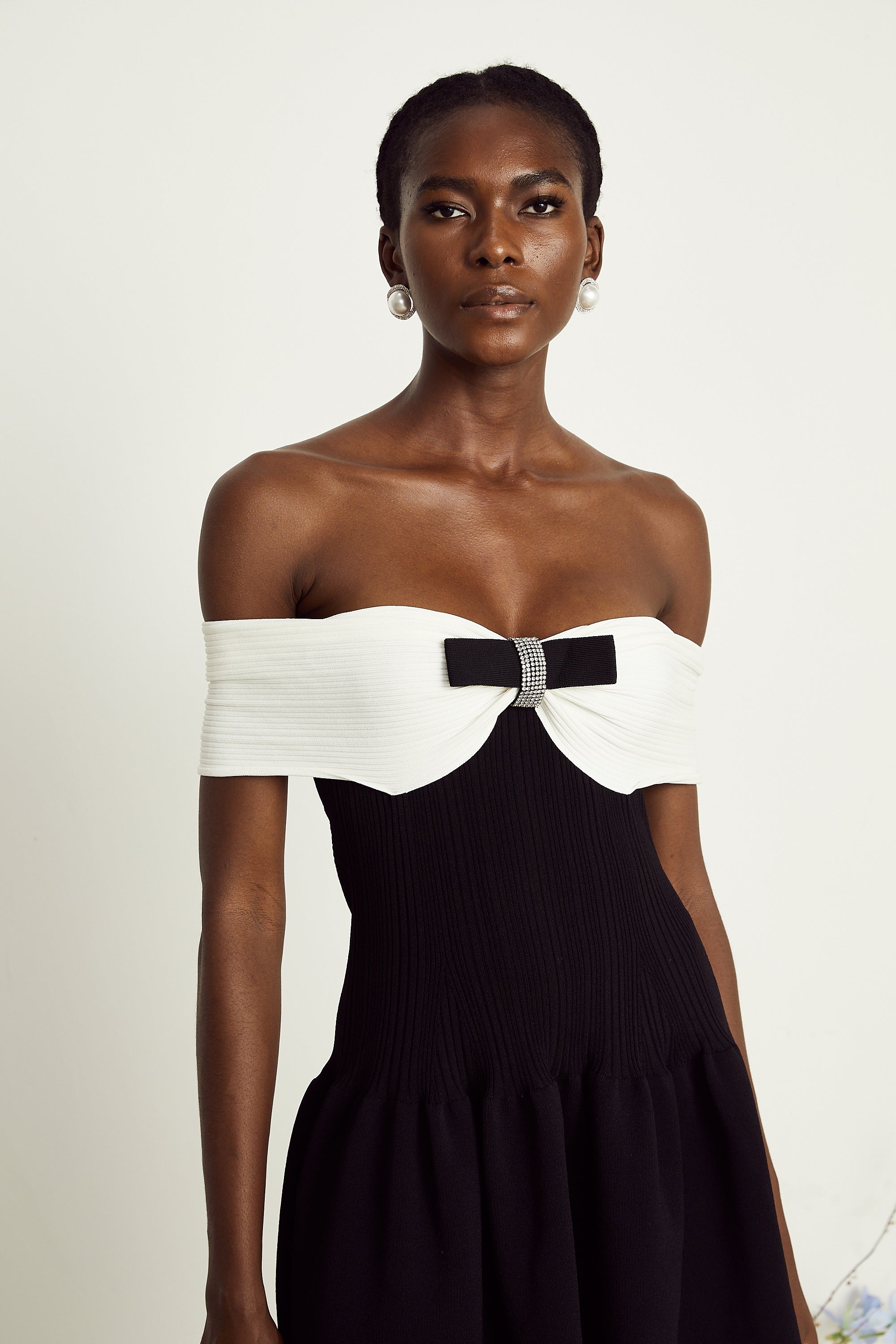 Angèle black off-shoulder knitted mini dress (Final Sale-US Only)