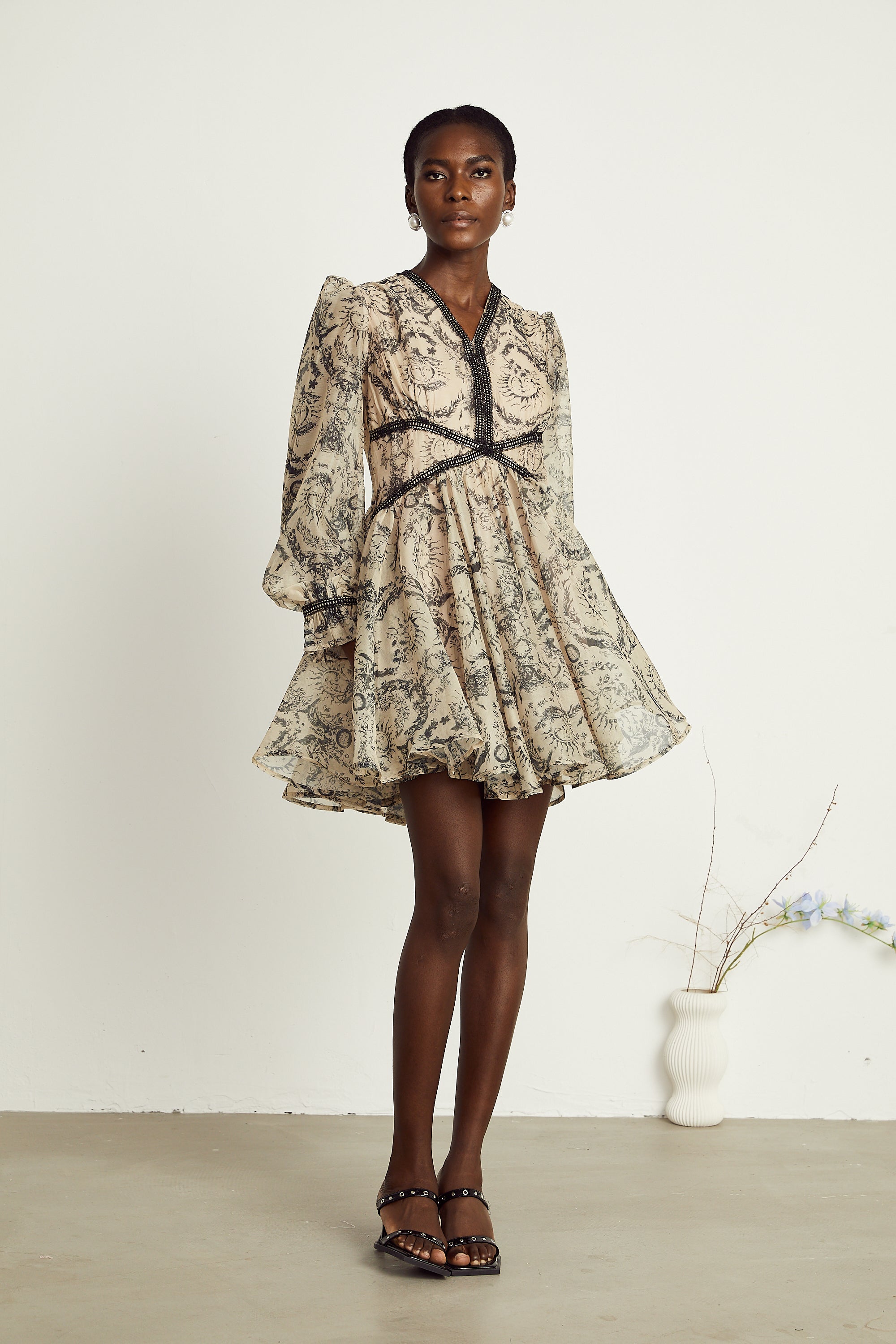 Auréliane pattern-print V-neck mini dress (US Only)