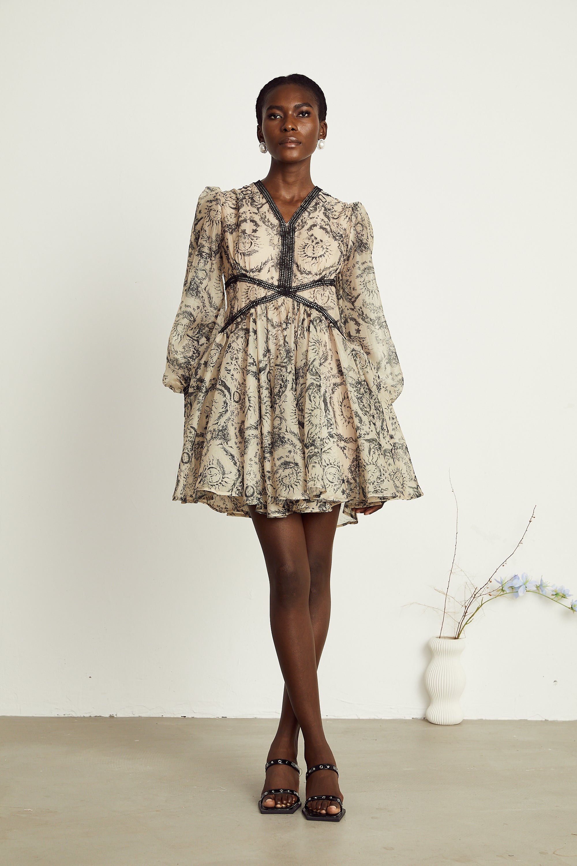 Auréliane pattern-print V-neck mini dress (US Only)
