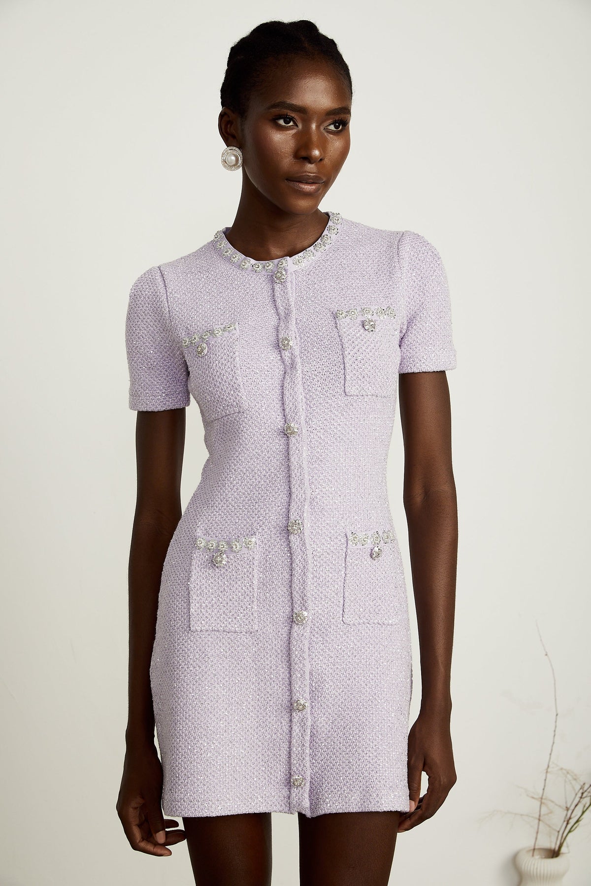 Léocadie purple embellished mini dress