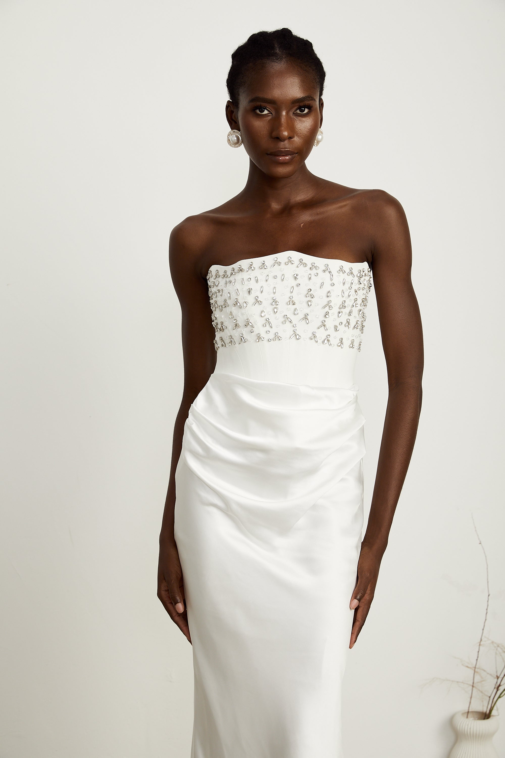 Aurore White Crystal Embellished Maxi Dress (Final Sale-US Only)