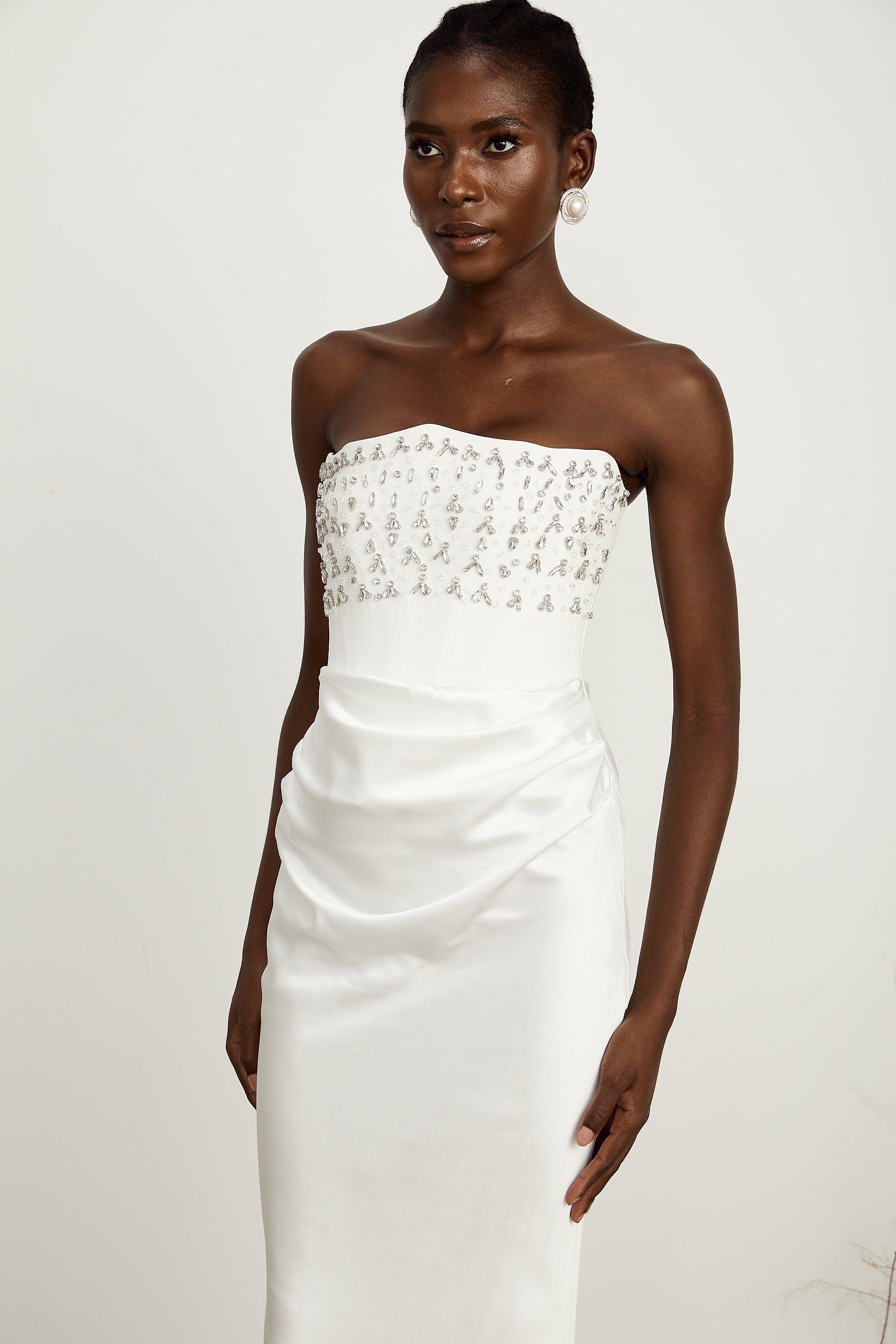 Aurore White Crystal Embellished Maxi Dress (Final Sale-US Only)