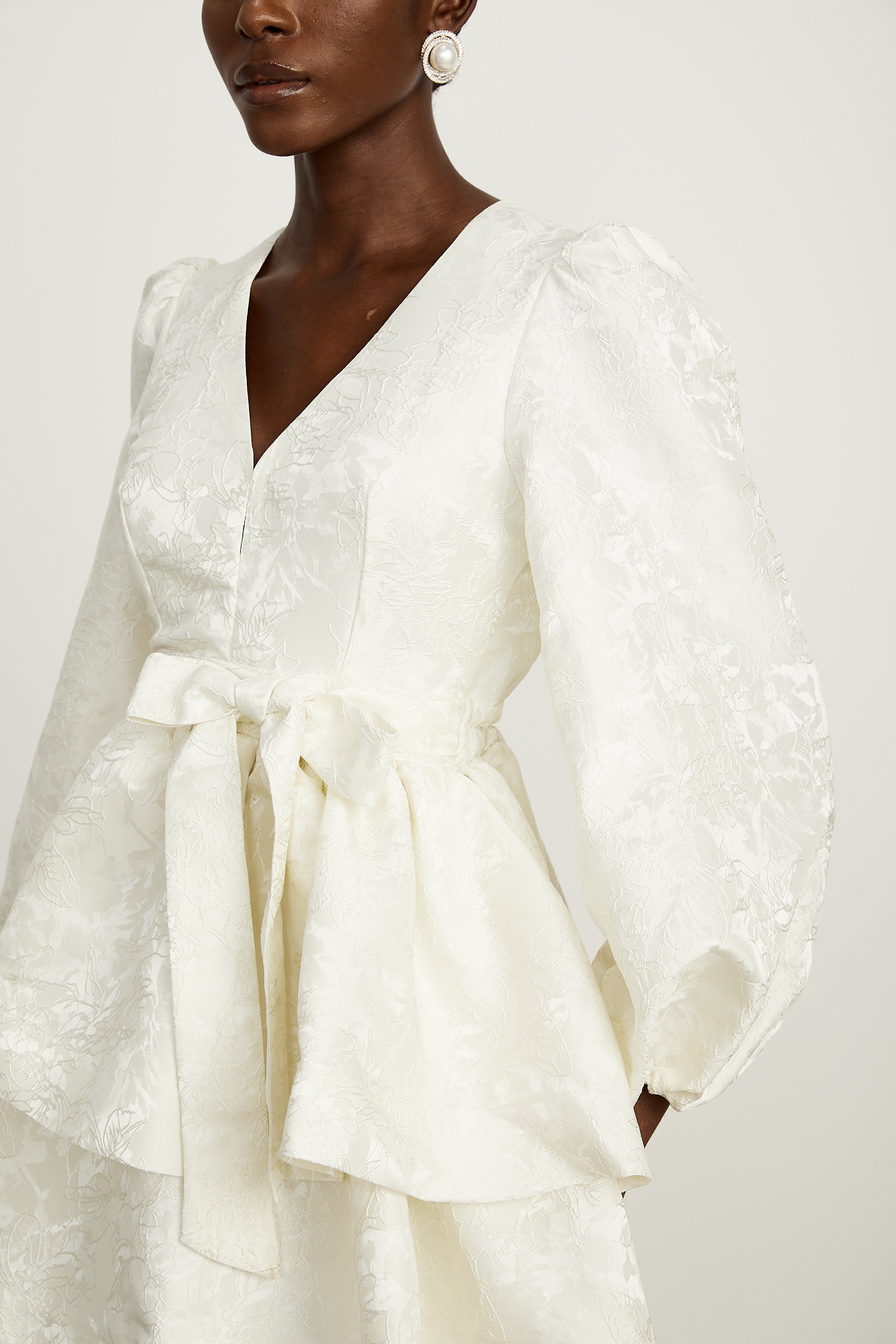 Colette white jacquard tiered mini dress (Final Sale)