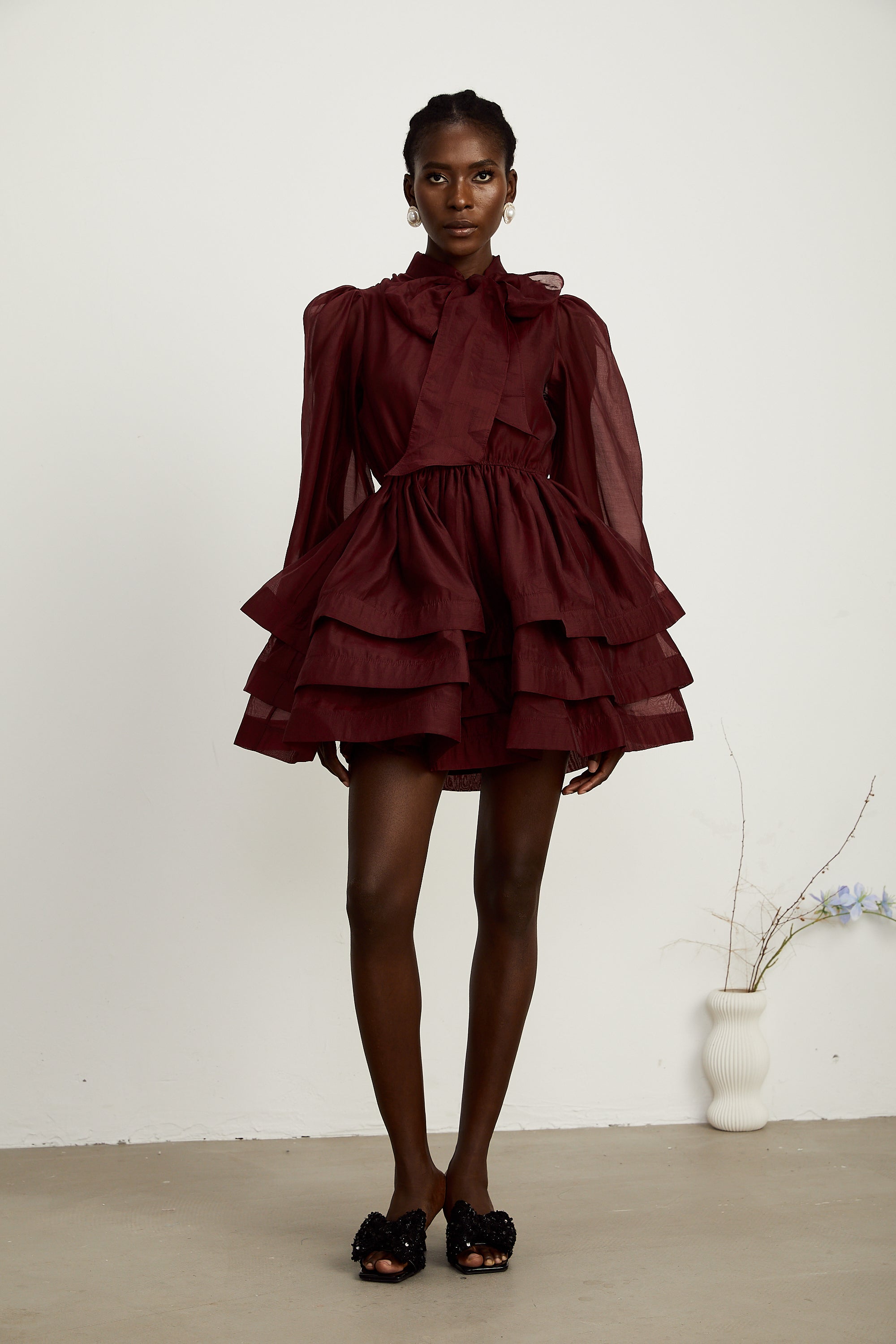 Élodie tiered flared mini dress in Red (Final Sale-US Only)