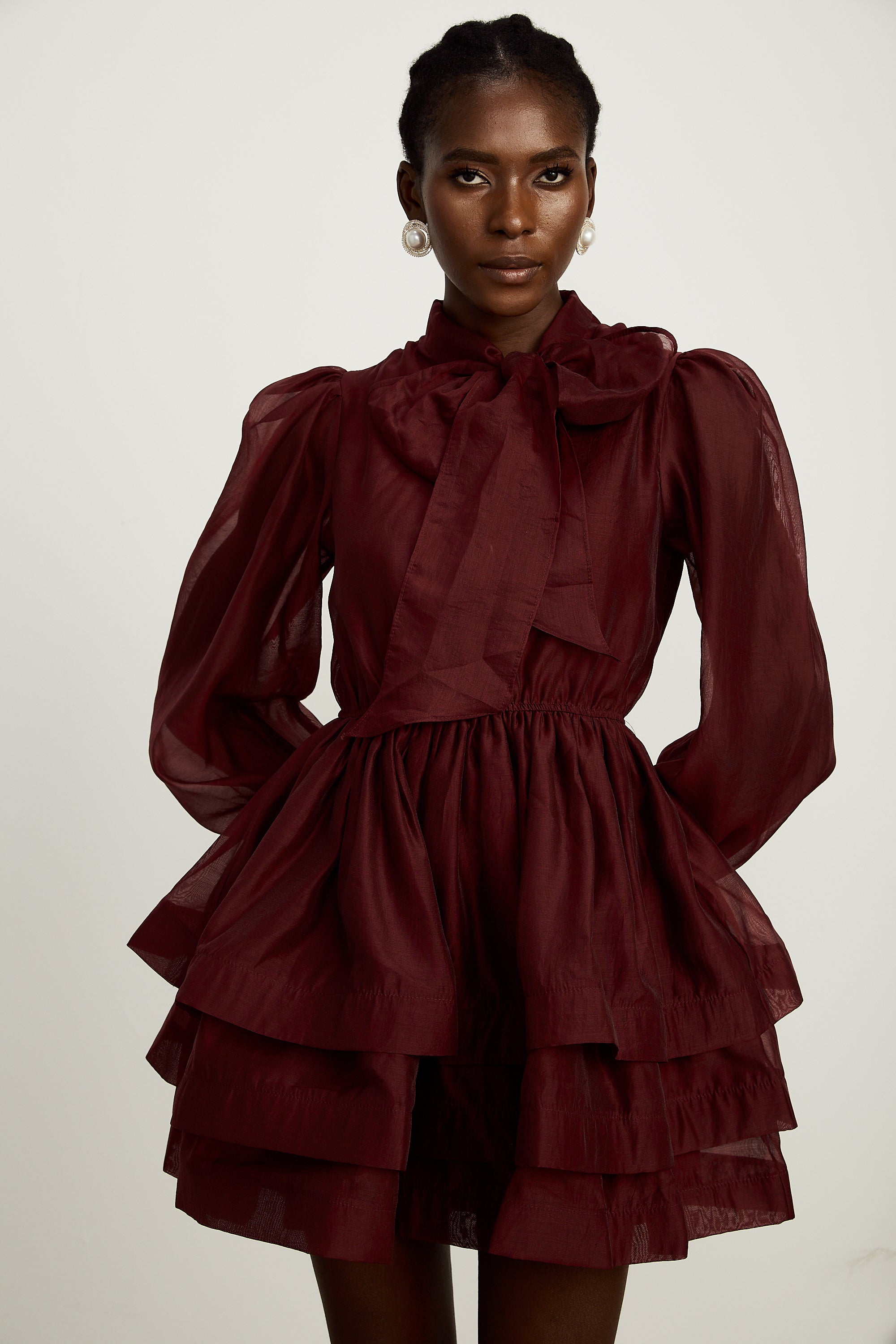 Élodie tiered flared mini dress in Red (Final Sale-US Only)