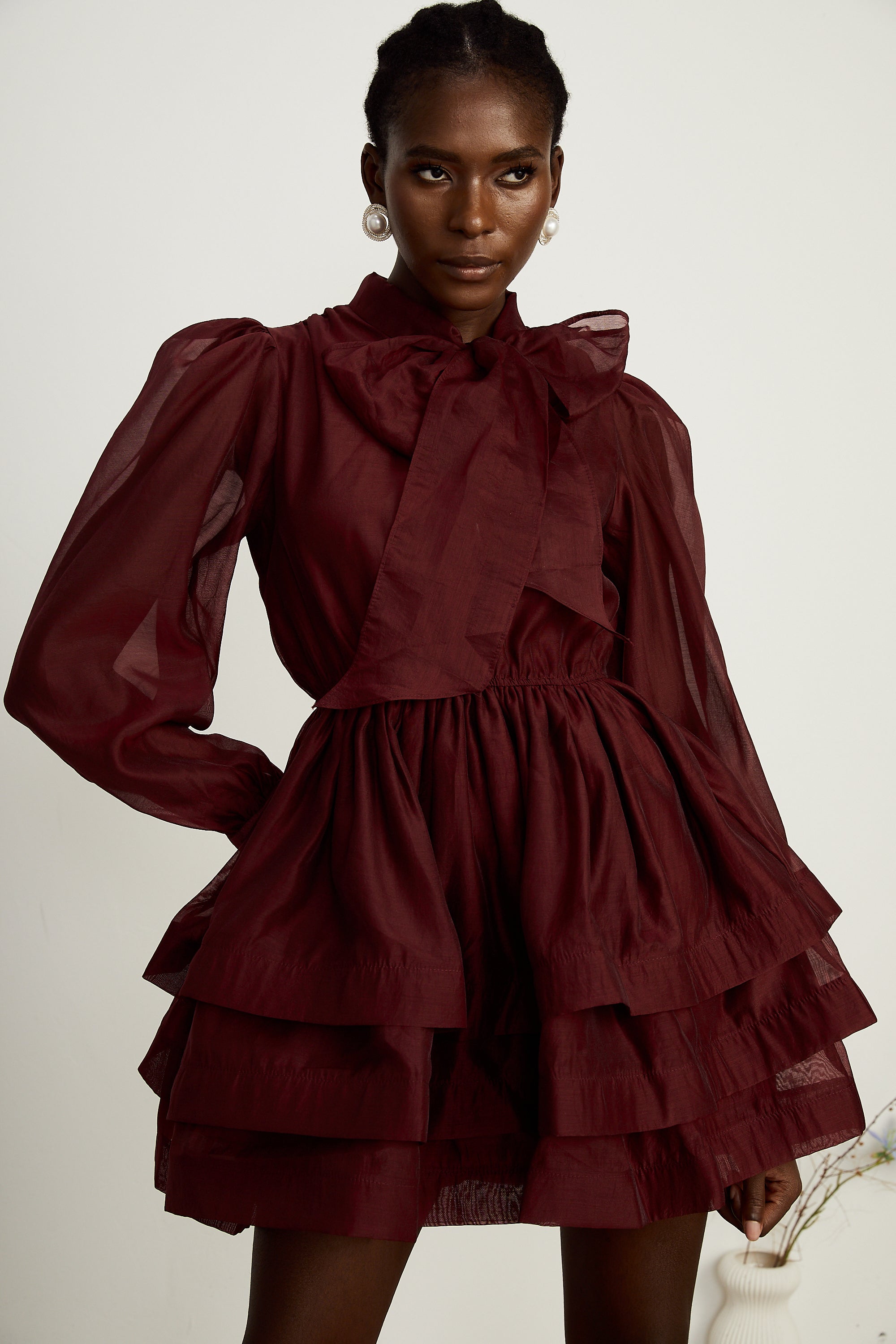 Élodie tiered flared mini dress in Red (Final Sale-US Only)