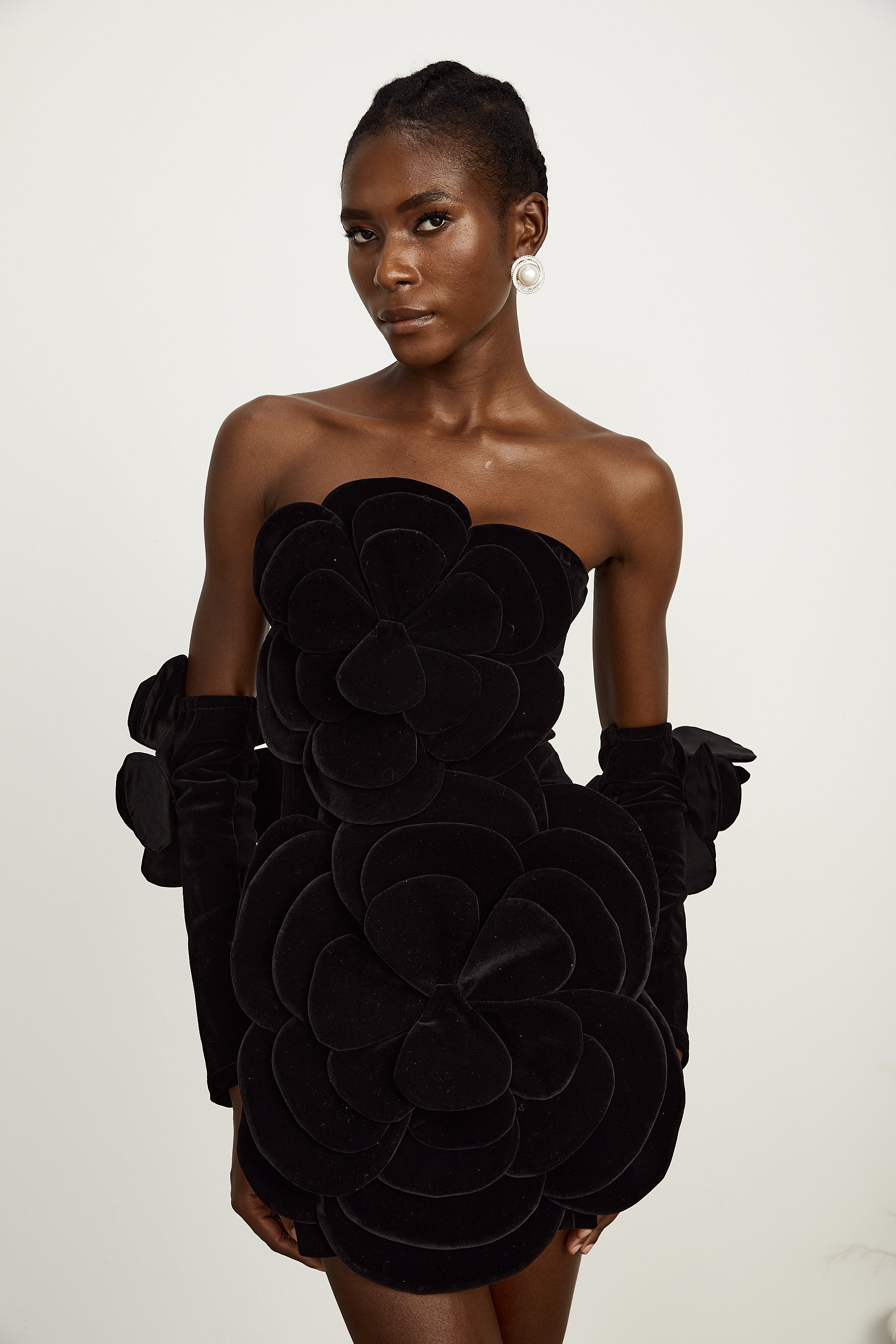 Azura floral-appliqué mini dress in Black (Final Sale-US Only)
