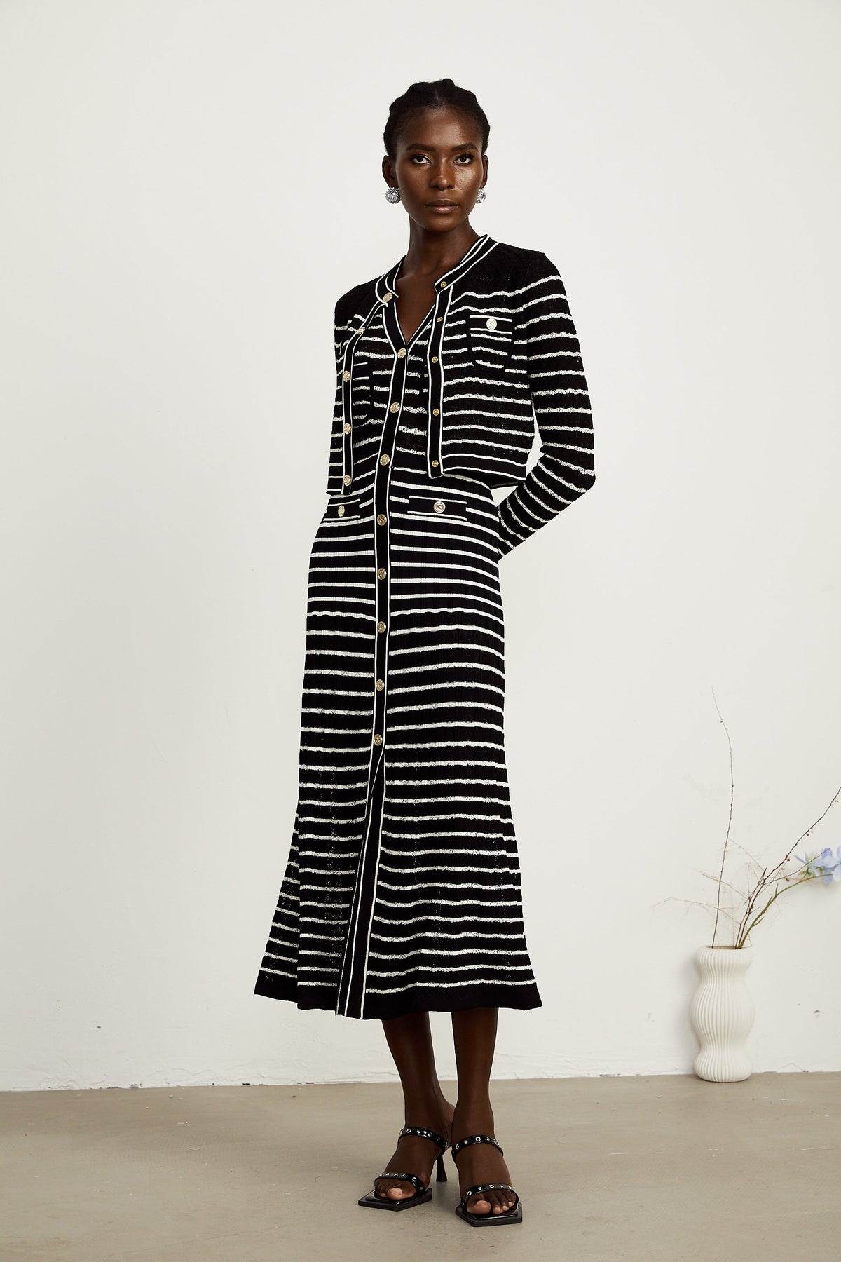 Charlotte striped knitted cardigan & dress matching set