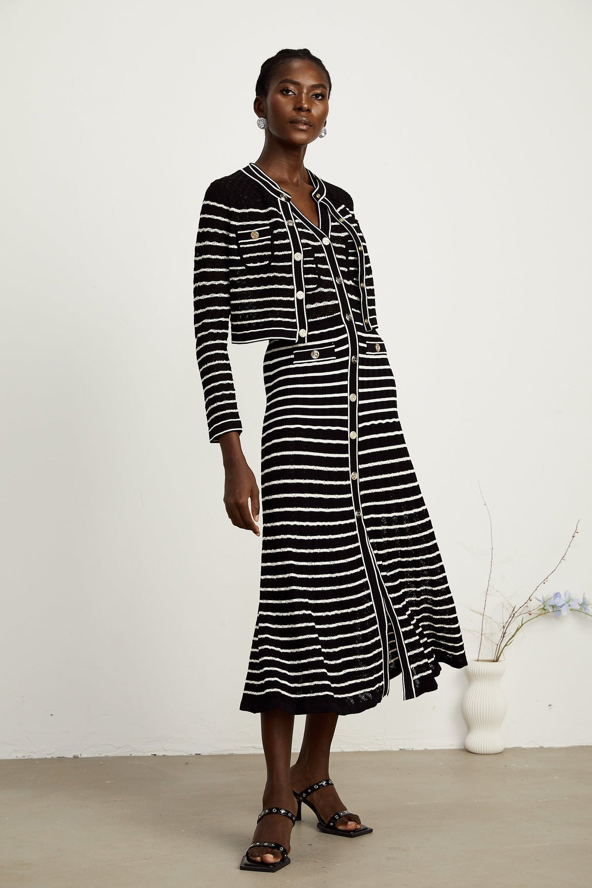 Charlotte striped knitted cardigan & dress matching set