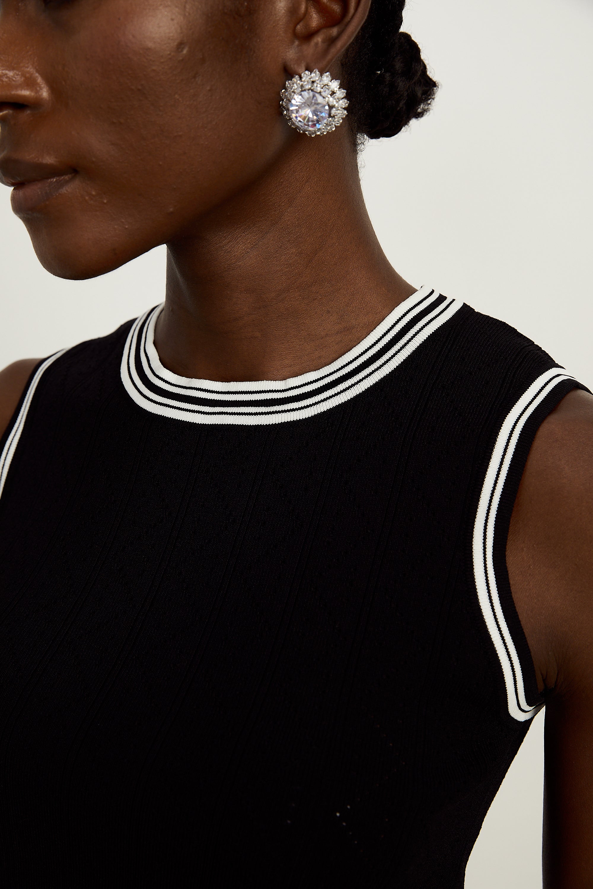 Daphné contrast-trim cardigan & vest top & skirt matching set (Final Sale-US Only)