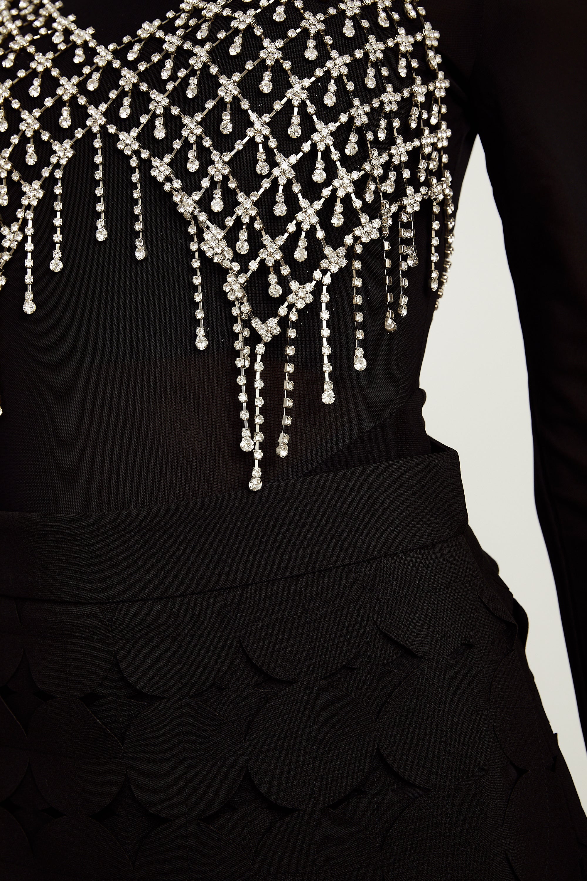 Hanna disc-design fringed maxi skirt in Black