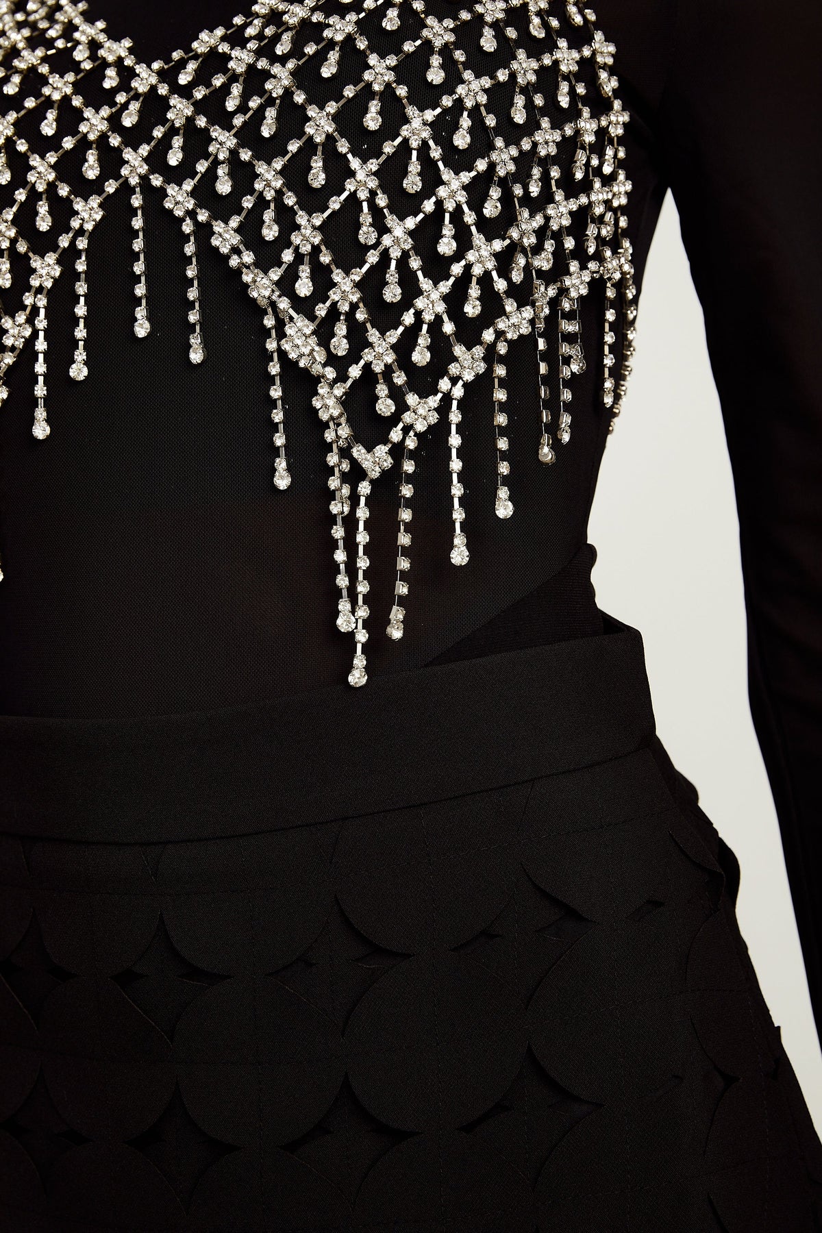 Hanna disc-design fringed maxi skirt in Black